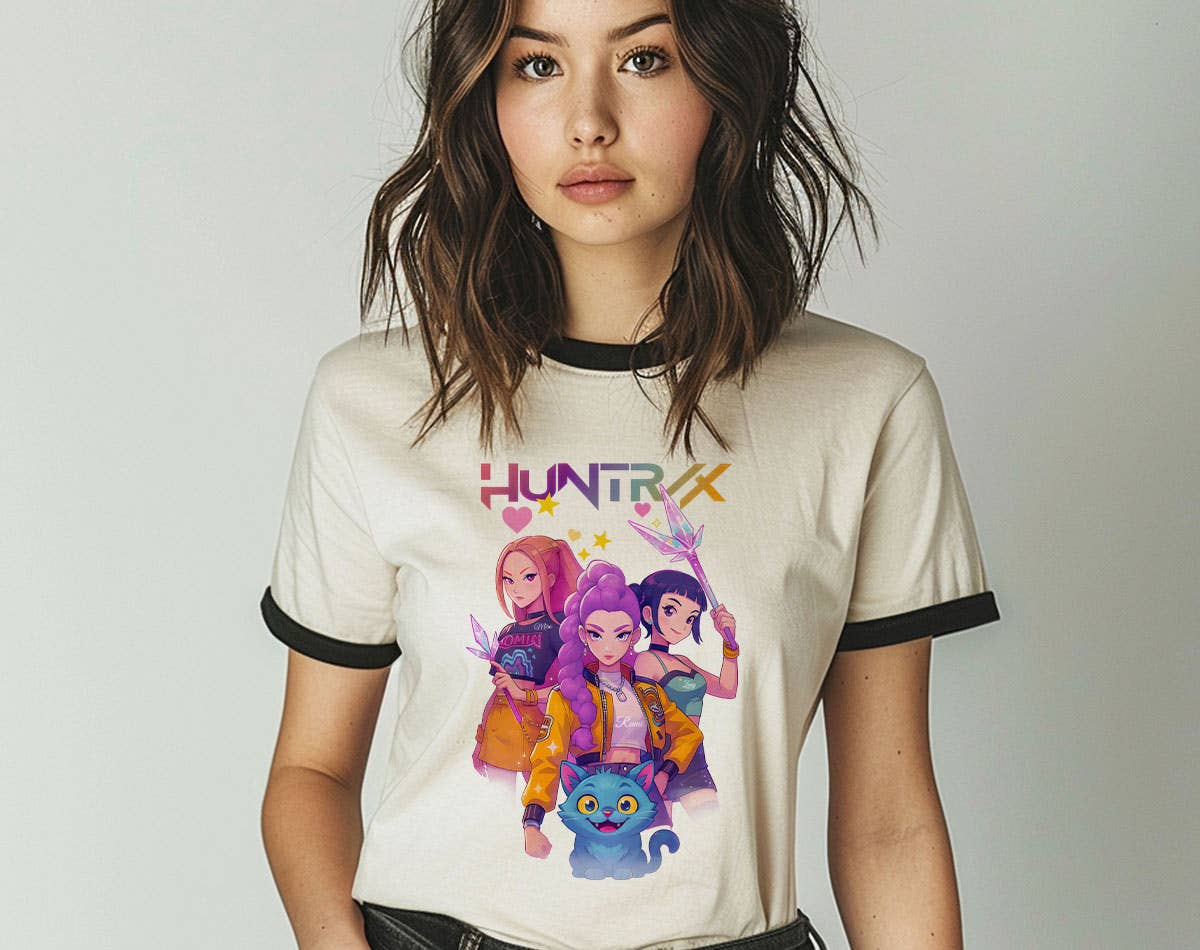 Huntrix Band Kpop Saja Inspired Ringer - Adult & Kids T-Shirts, Sweatshirts & Hoodies apparel design preview 1