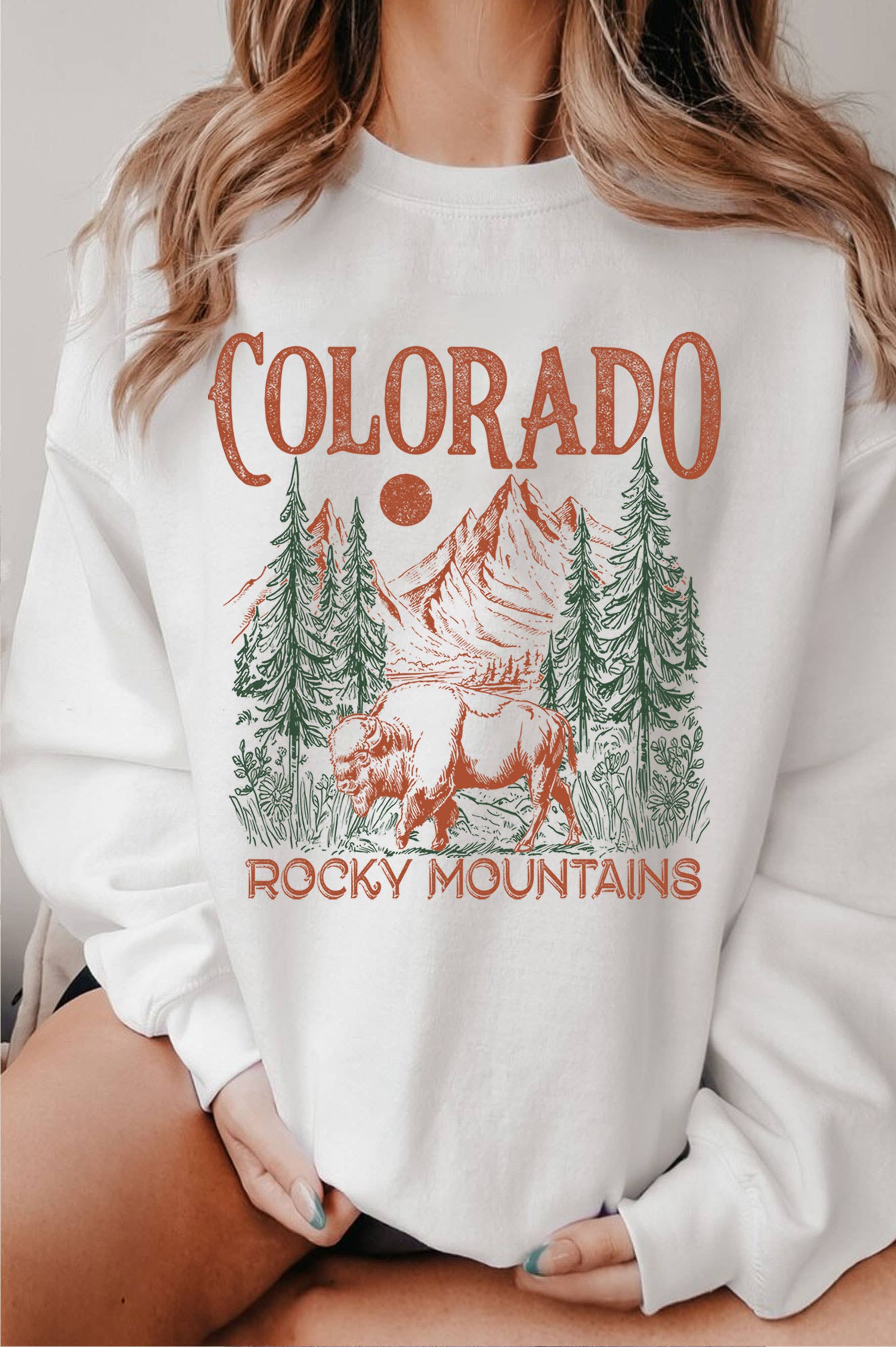 Colorado Rocky Mountains Buffalo Graphic Brushed - Adult & Kids T-Shirts, Sweatshirts & Hoodies apparel design preview 1
