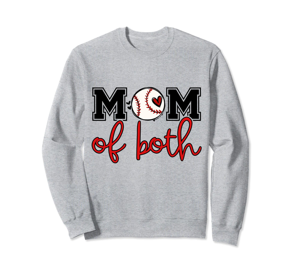 Mom Both Softball Baseball Mama Moms Sweatshirt - Unique Graphic Unisex - T-Shirt, Sweatshirt, Hoodie