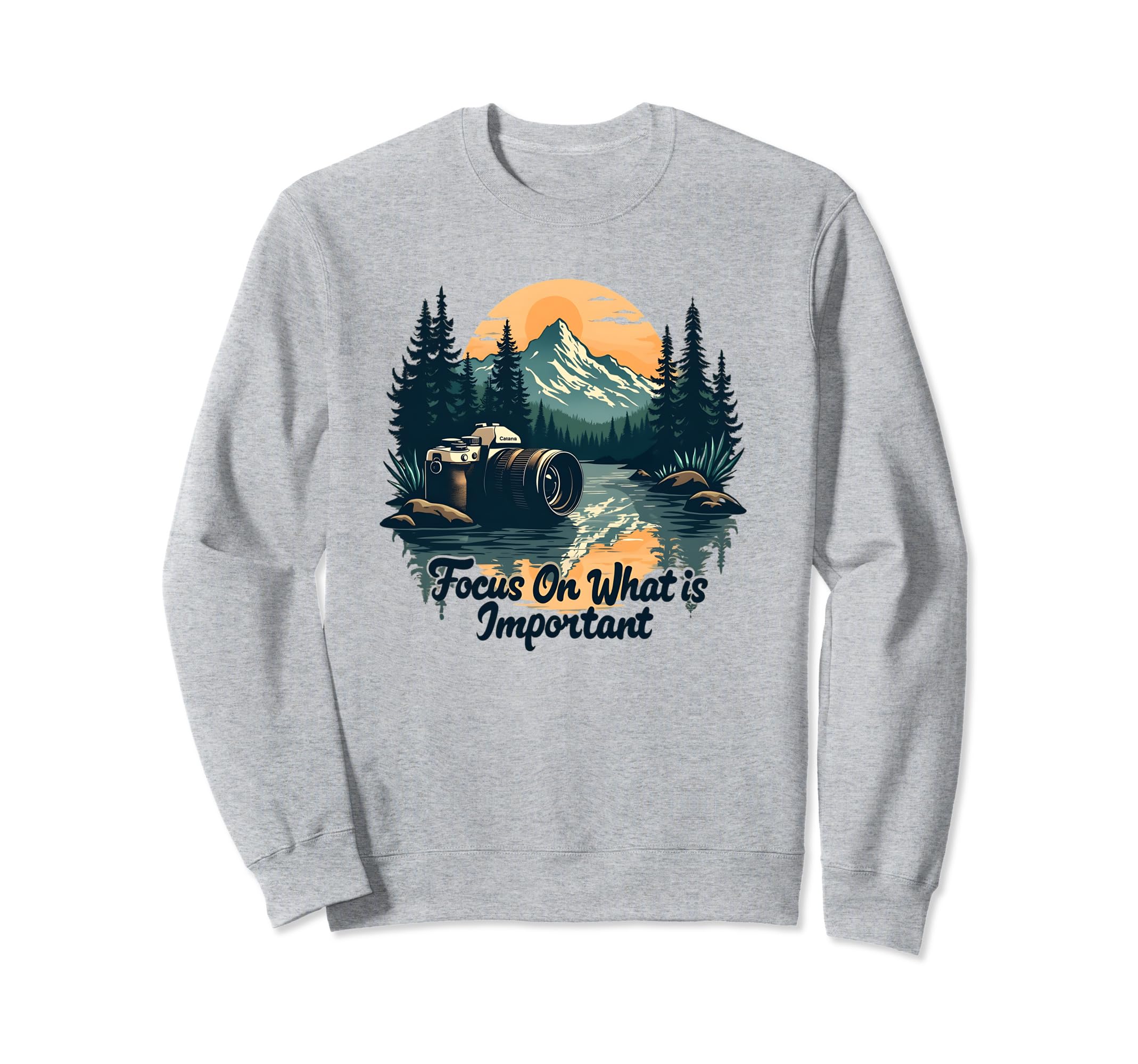 Mountainous Hiking Photographer Sweatshirt - Minimalist Print for Adults - T-Shirt, Sweatshirt, Hoodie