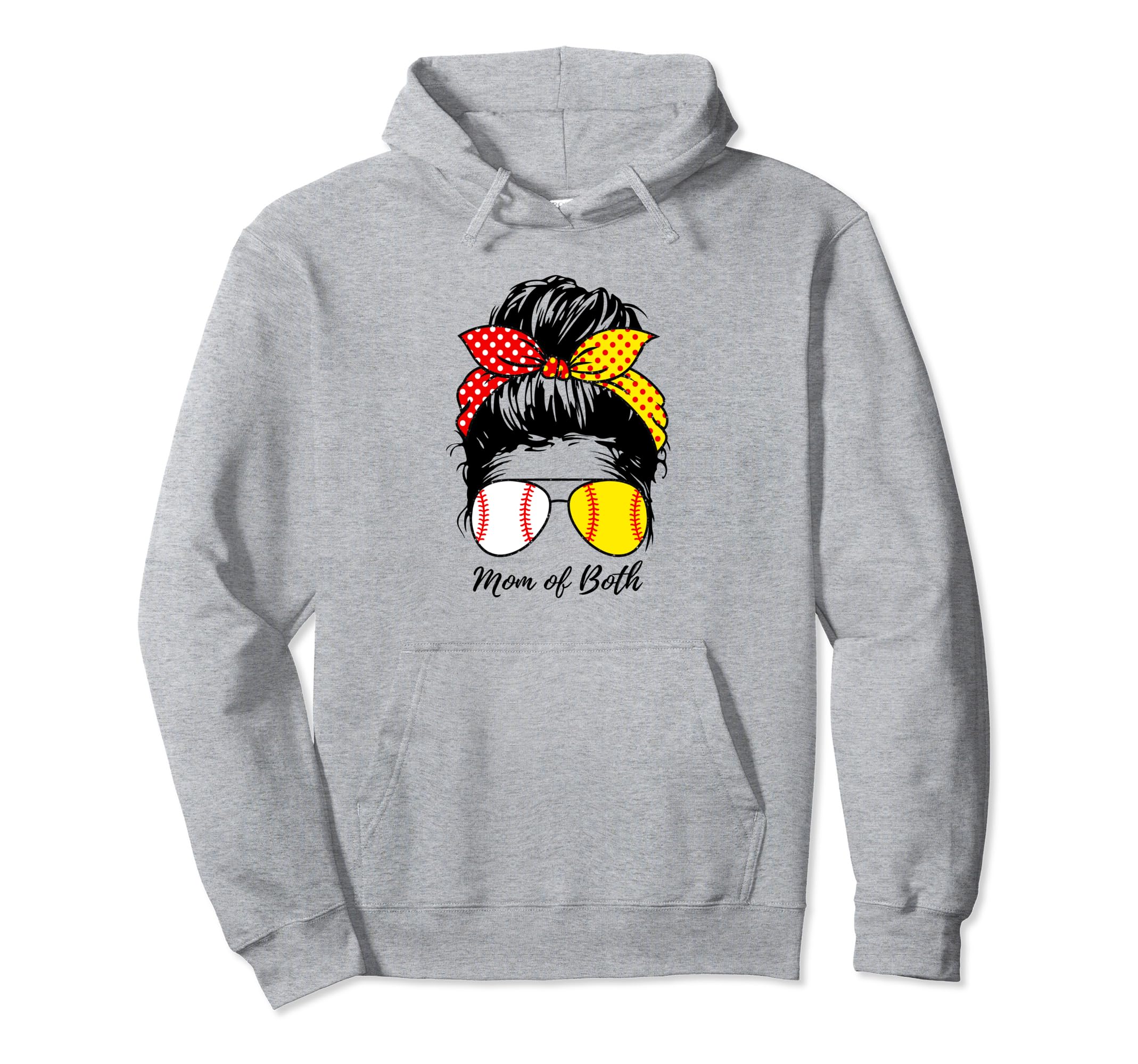 Baseball Mom Softball Mom Both Messy Hoodie - Custom Art Print for Adults - T-Shirt, Sweatshirt, Hoodie