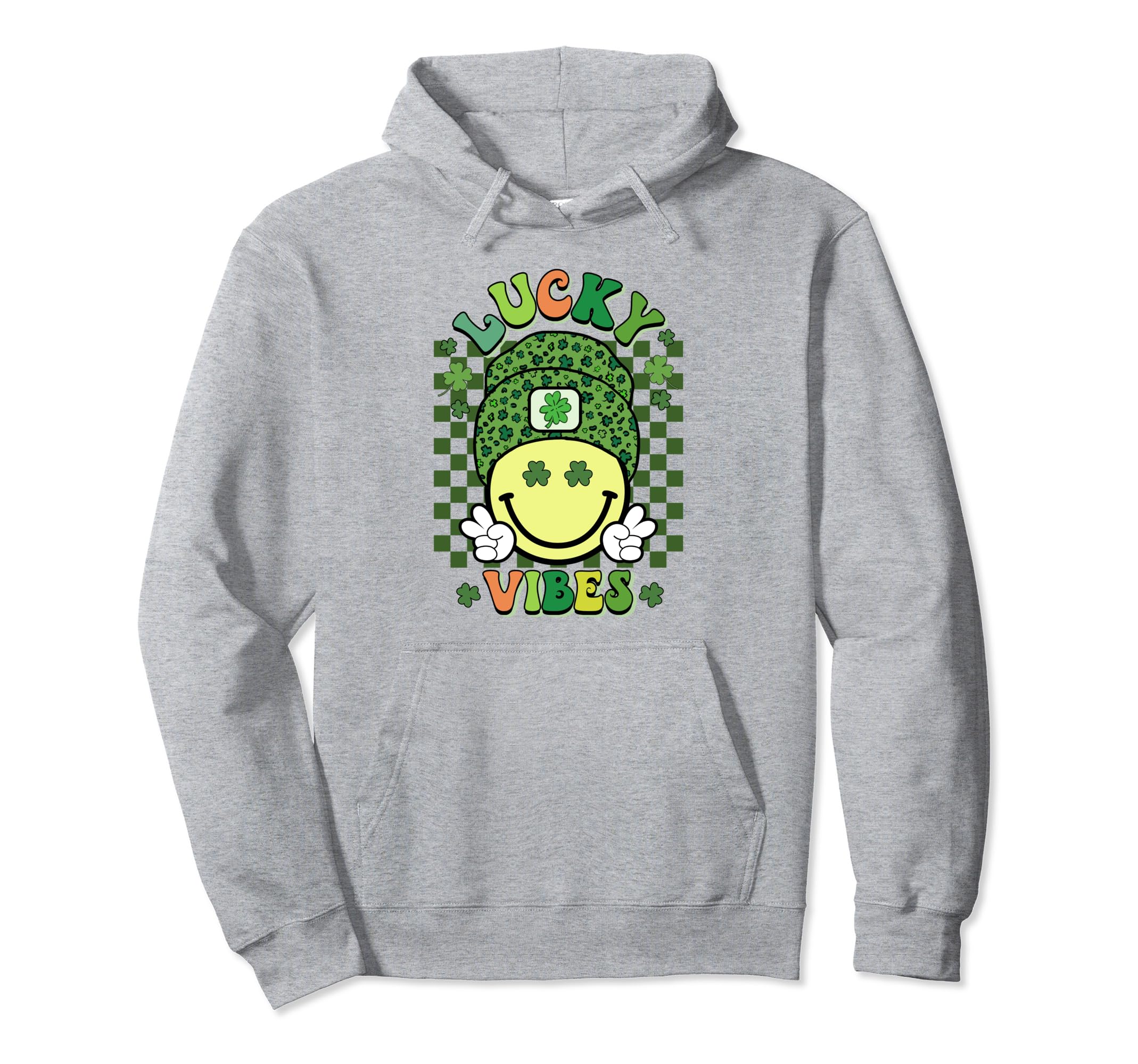 St Patricks Day Boho Groovy Smile Hoodie - Fun Novelty Design Men Women - T-Shirt, Sweatshirt, Hoodie