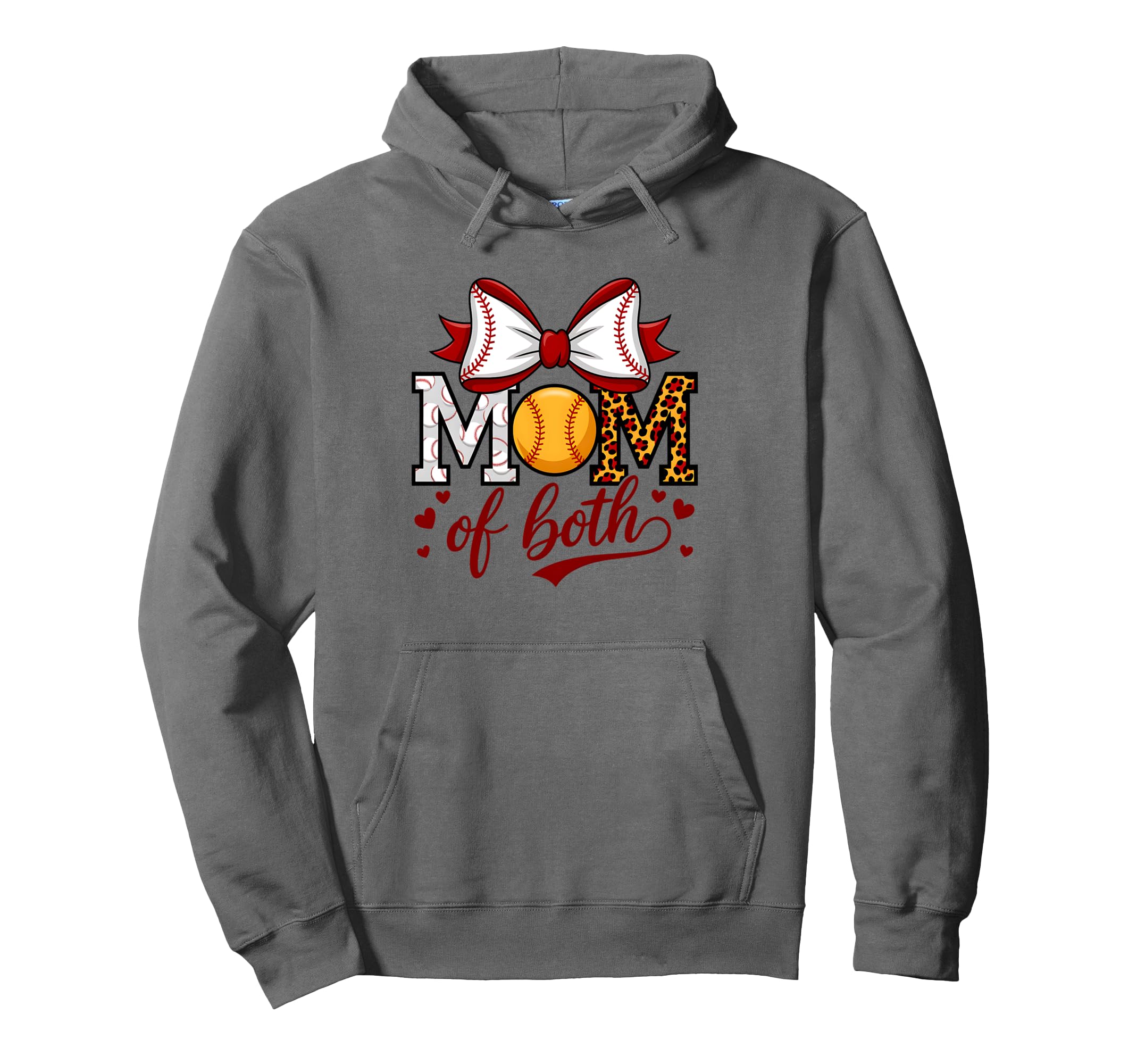 Mom Both Leopard Game Day Baseball Hoodie - Trendy Graphic for Adults - T-Shirt, Sweatshirt, Hoodie