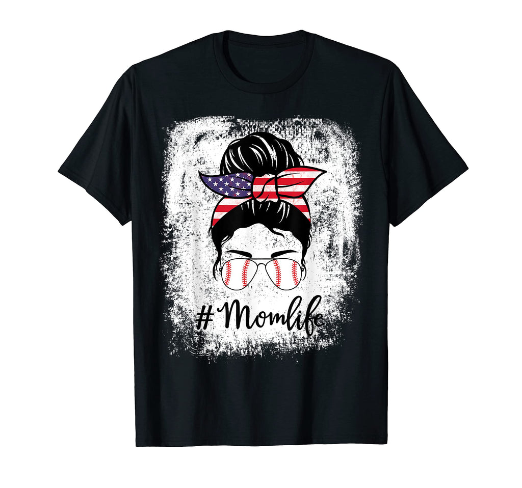 Bleached Baseball Softball Mom Life Messy T-Shirt - Novelty Apparel Unisex - T-Shirt, Sweatshirt, Hoodie