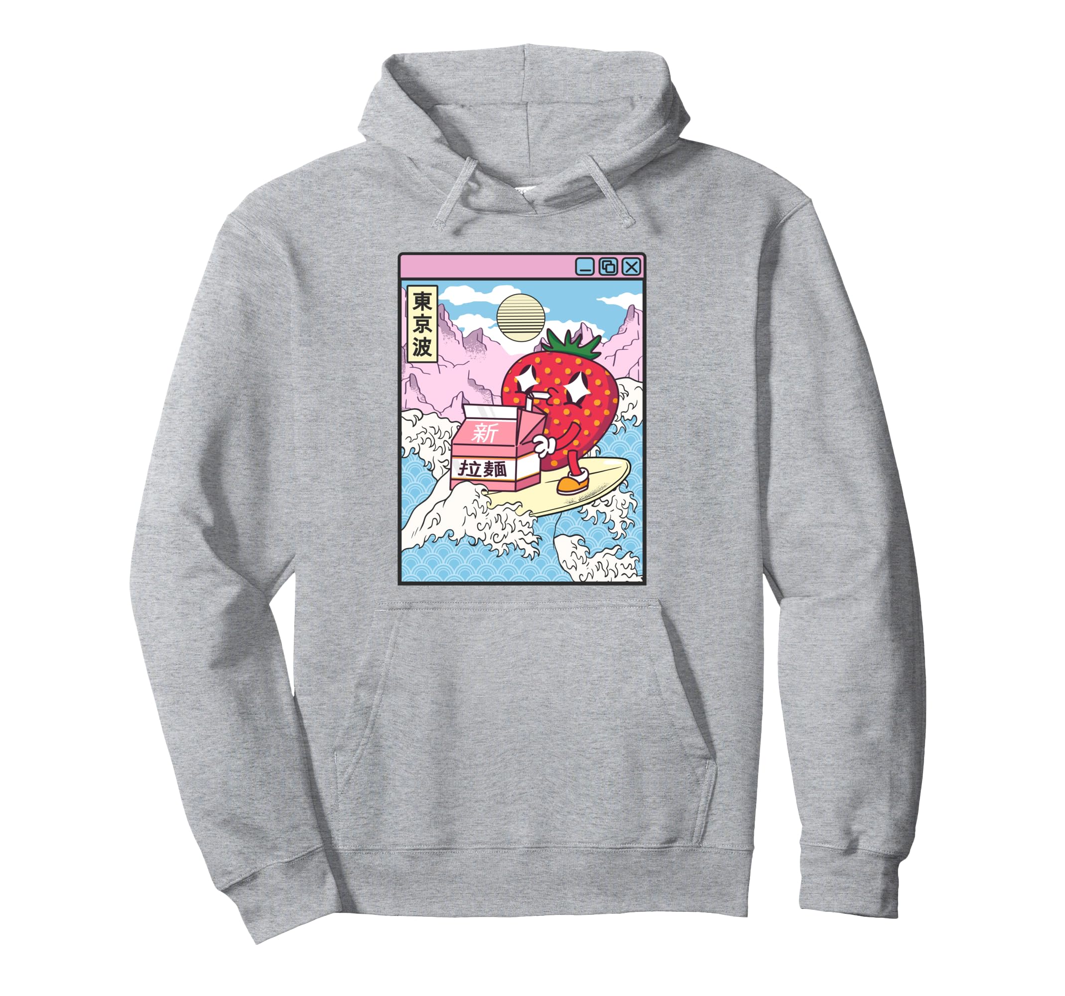 Surfing Strawberry Drinking Milk Hoodie - Casual Everyday Wear Unisex - T-Shirt, Sweatshirt, Hoodie