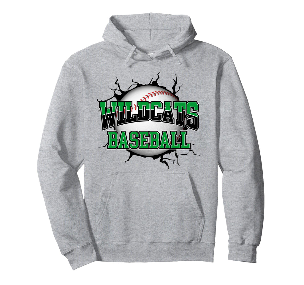 Wildcats Baseball Break Green Wildcat Hoodie - Trendy Graphic for Adults - T-Shirt, Sweatshirt, Hoodie