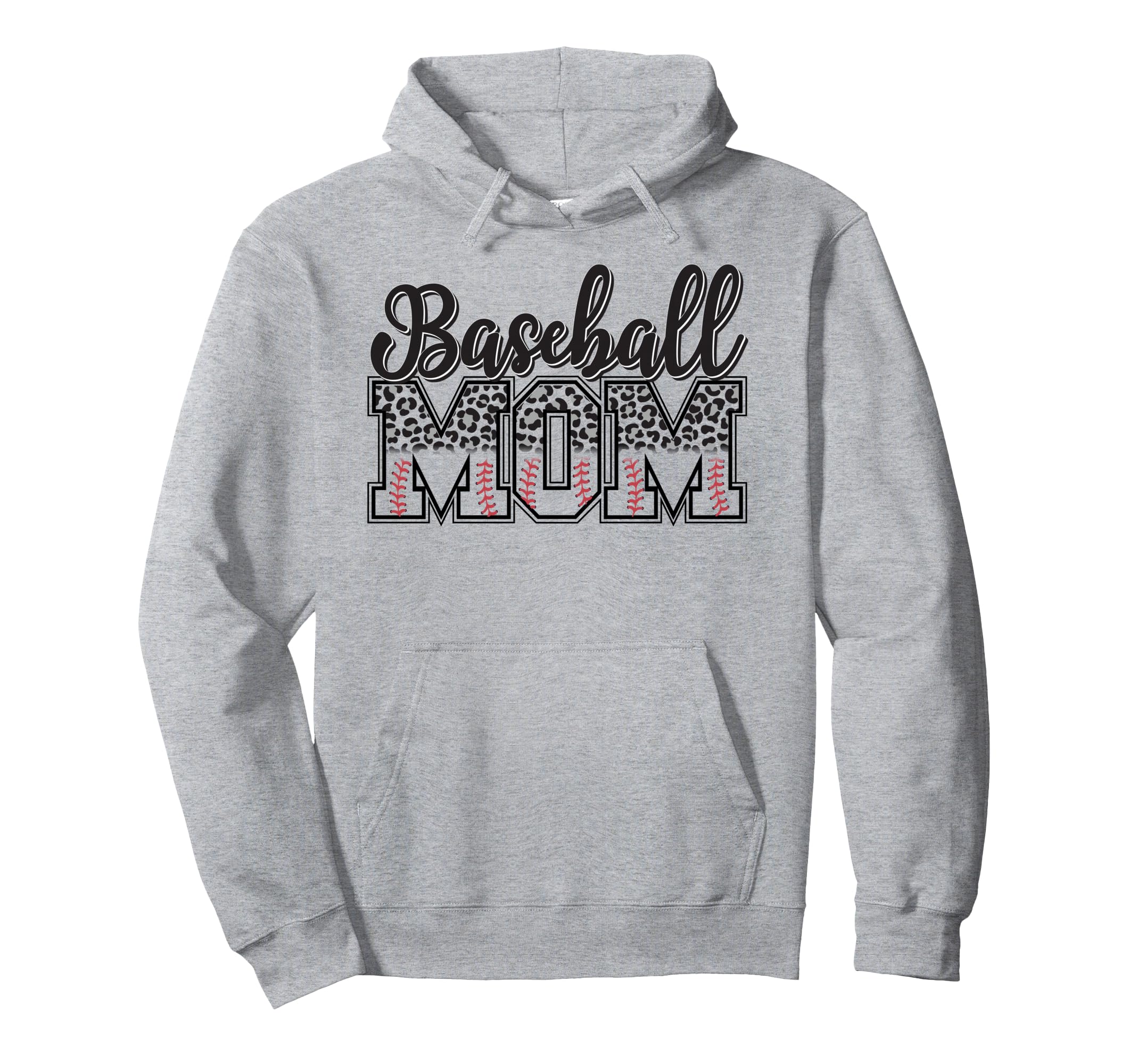 Baseball Mom Leopard Funny Softball Hoodie - Minimalist Print Men Women - T-Shirt, Sweatshirt, Hoodie