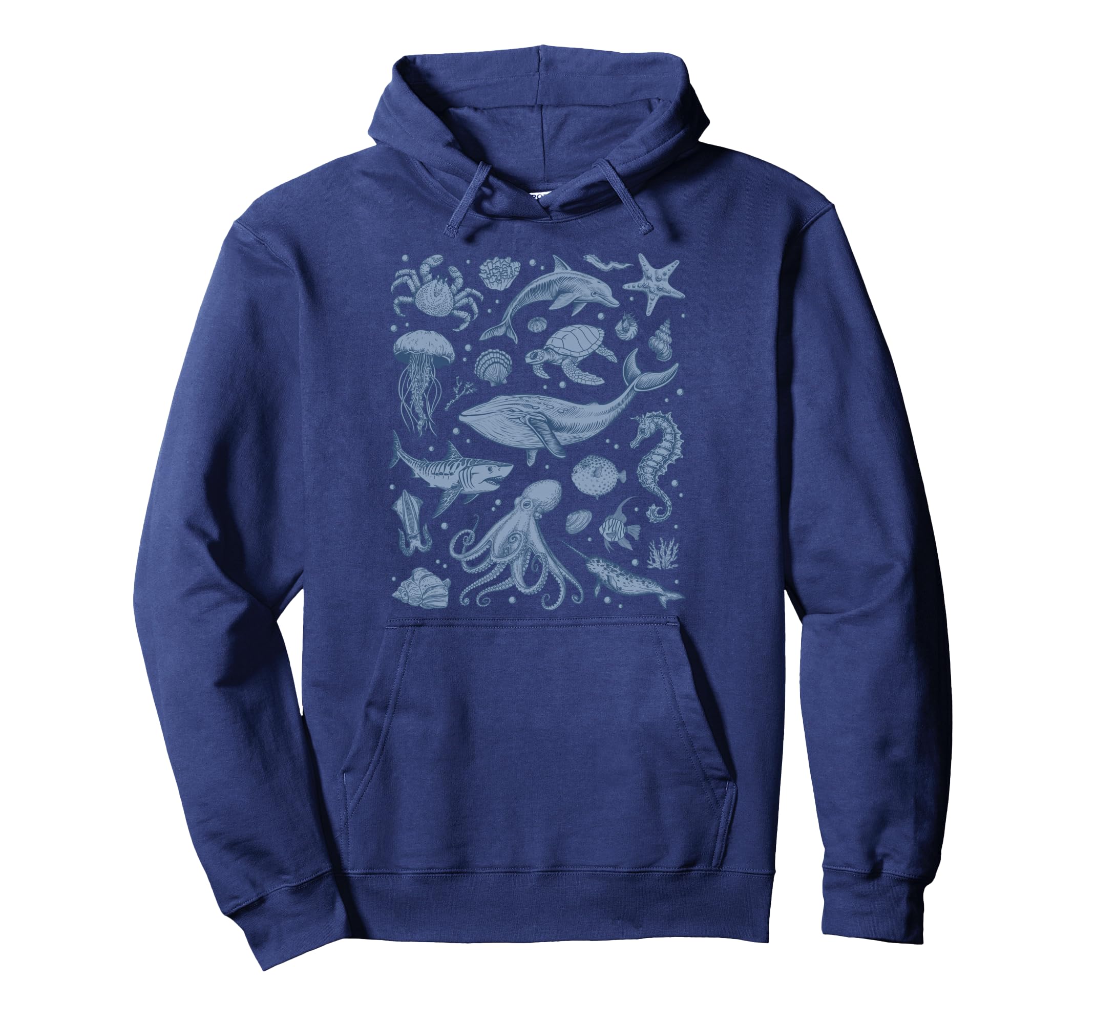 Ocean Life Sea Whale Dolphin Beach 90S Hoodie - Minimalist Print Unisex - T-Shirt, Sweatshirt, Hoodie