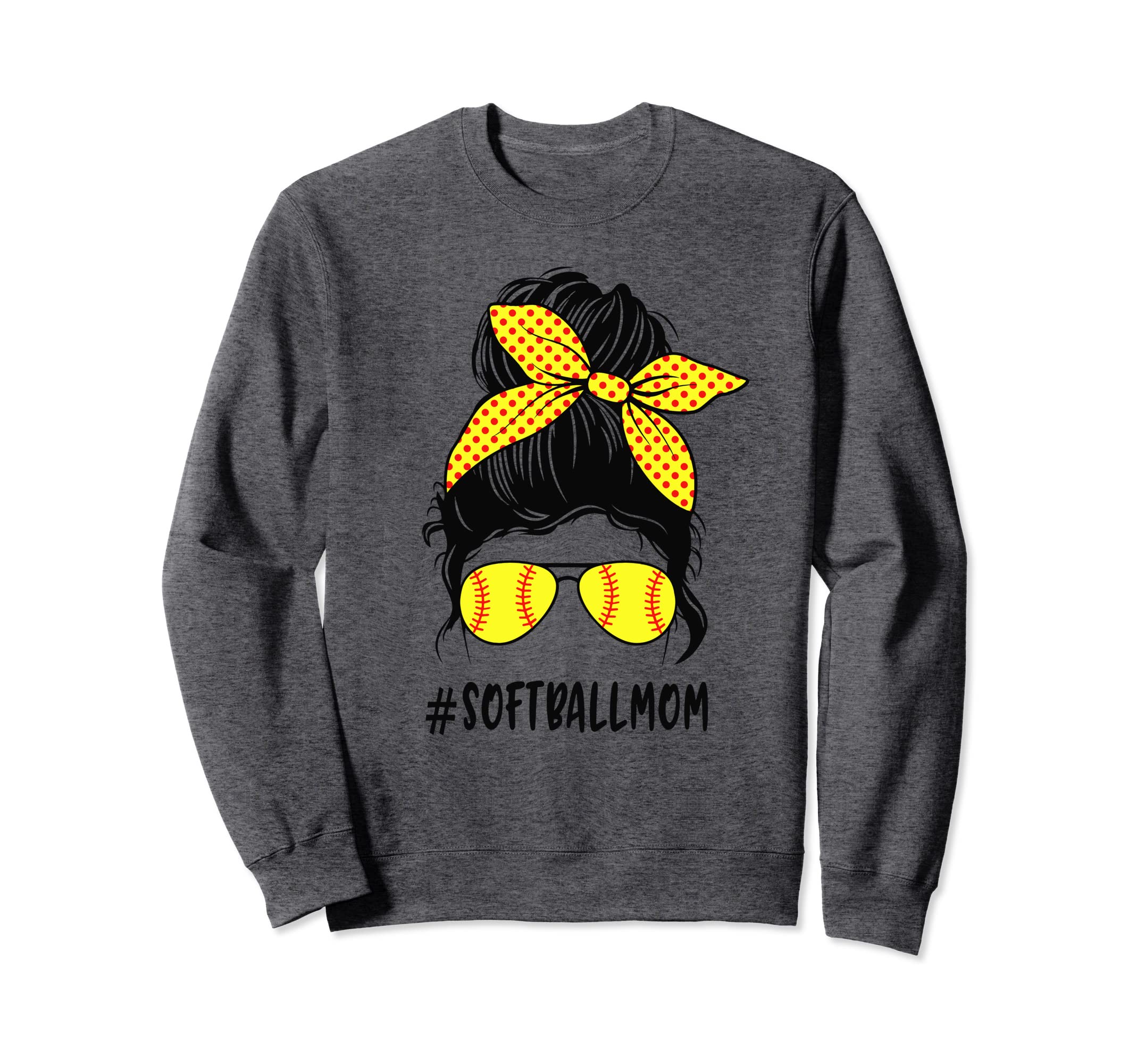 Funny Softball Mom Life Messy Bun Sweatshirt - Novelty Apparel Unisex - T-Shirt, Sweatshirt, Hoodie