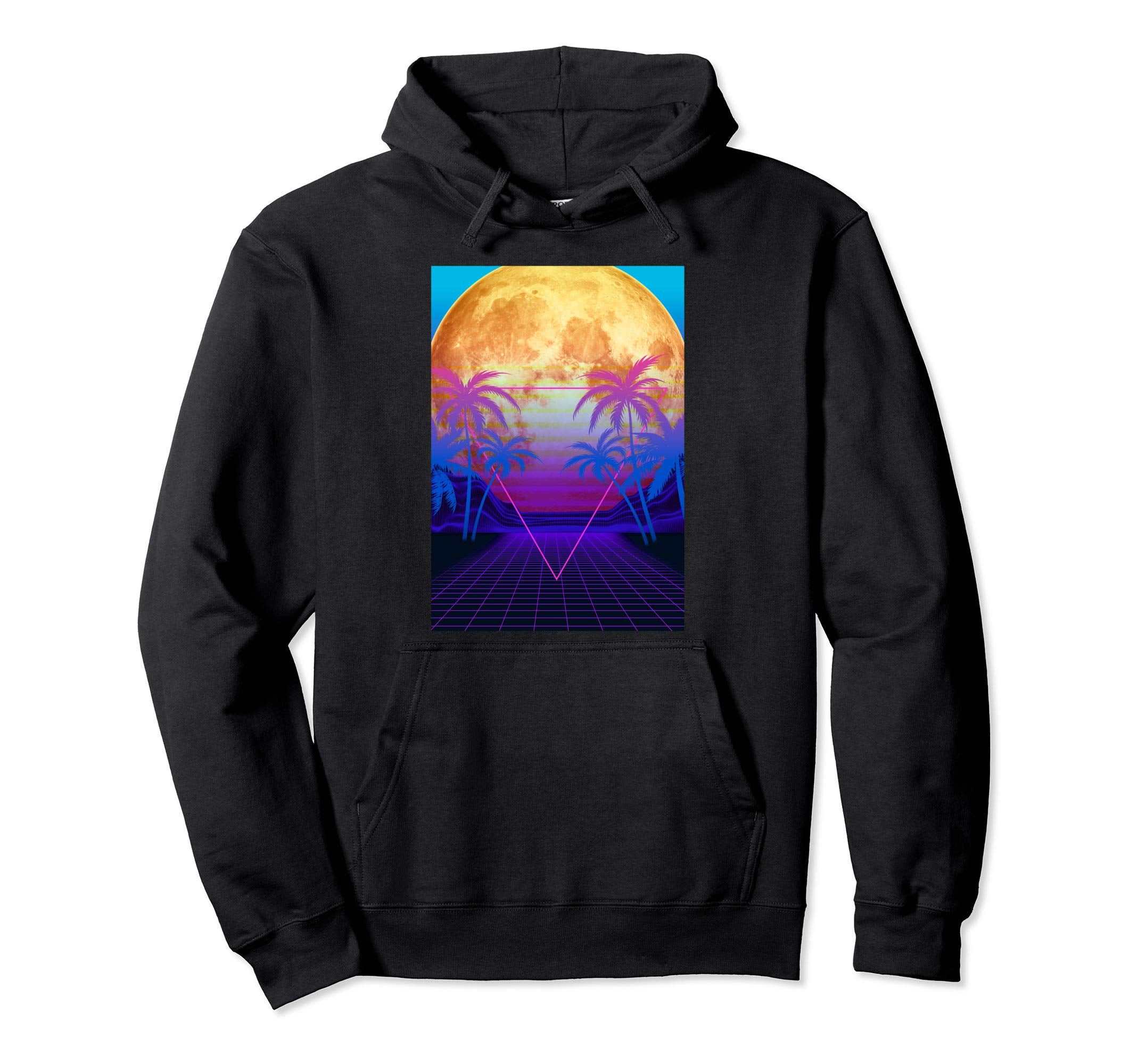 Vaporwave Palm Trees Digital Hoodie - Casual Everyday Wear for Adults - T-Shirt, Sweatshirt, Hoodie