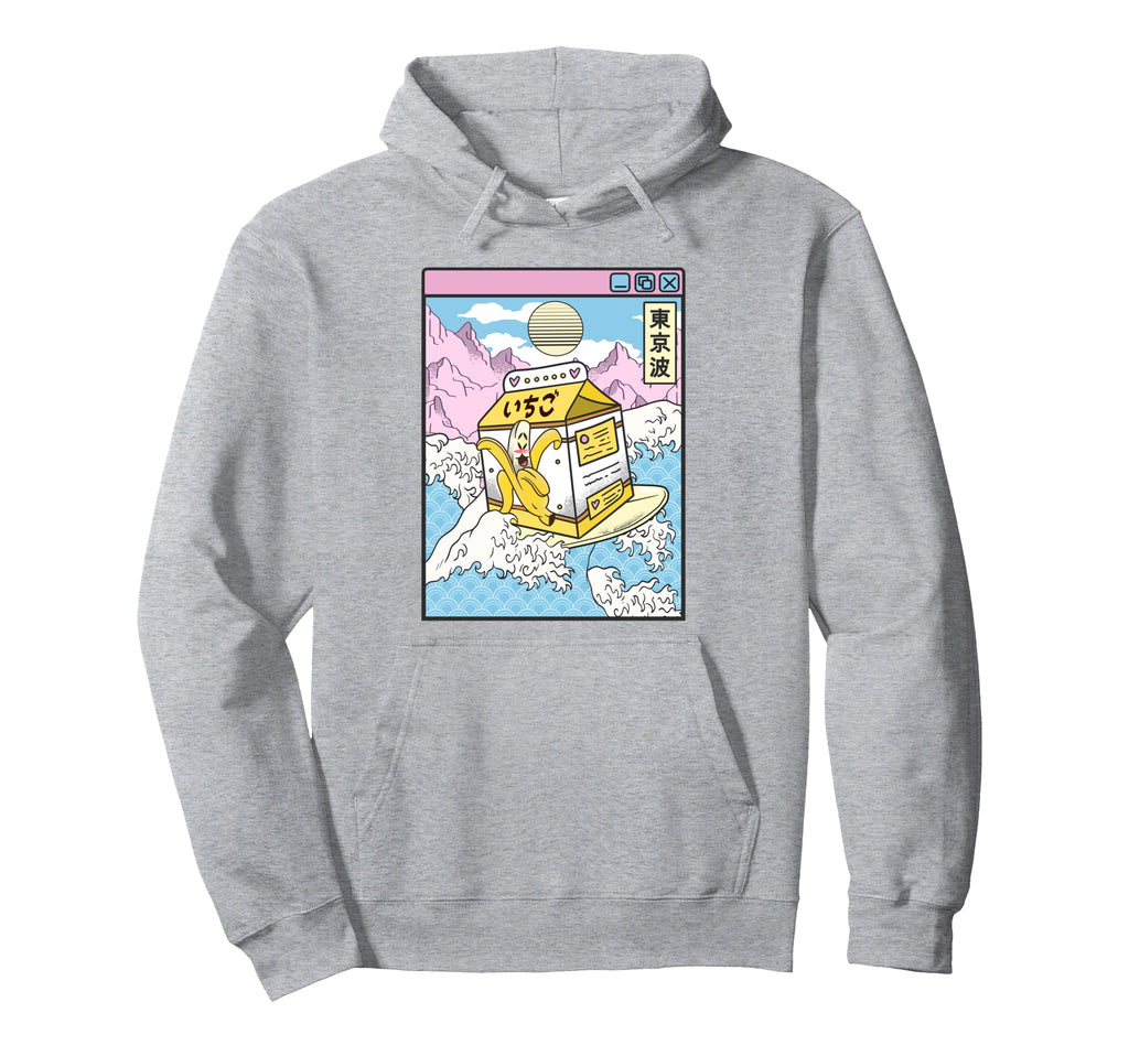 Surfing Banana Milk Japan Waves Anime Hoodie - Aesthetic Graphic Unisex - T-Shirt, Sweatshirt, Hoodie