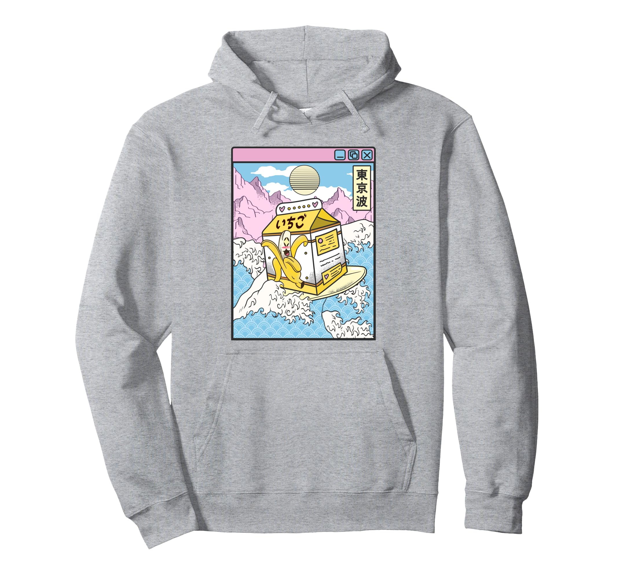 Surfing Banana Milk Japan Waves Anime Hoodie - Aesthetic Graphic Unisex - T-Shirt, Sweatshirt, Hoodie