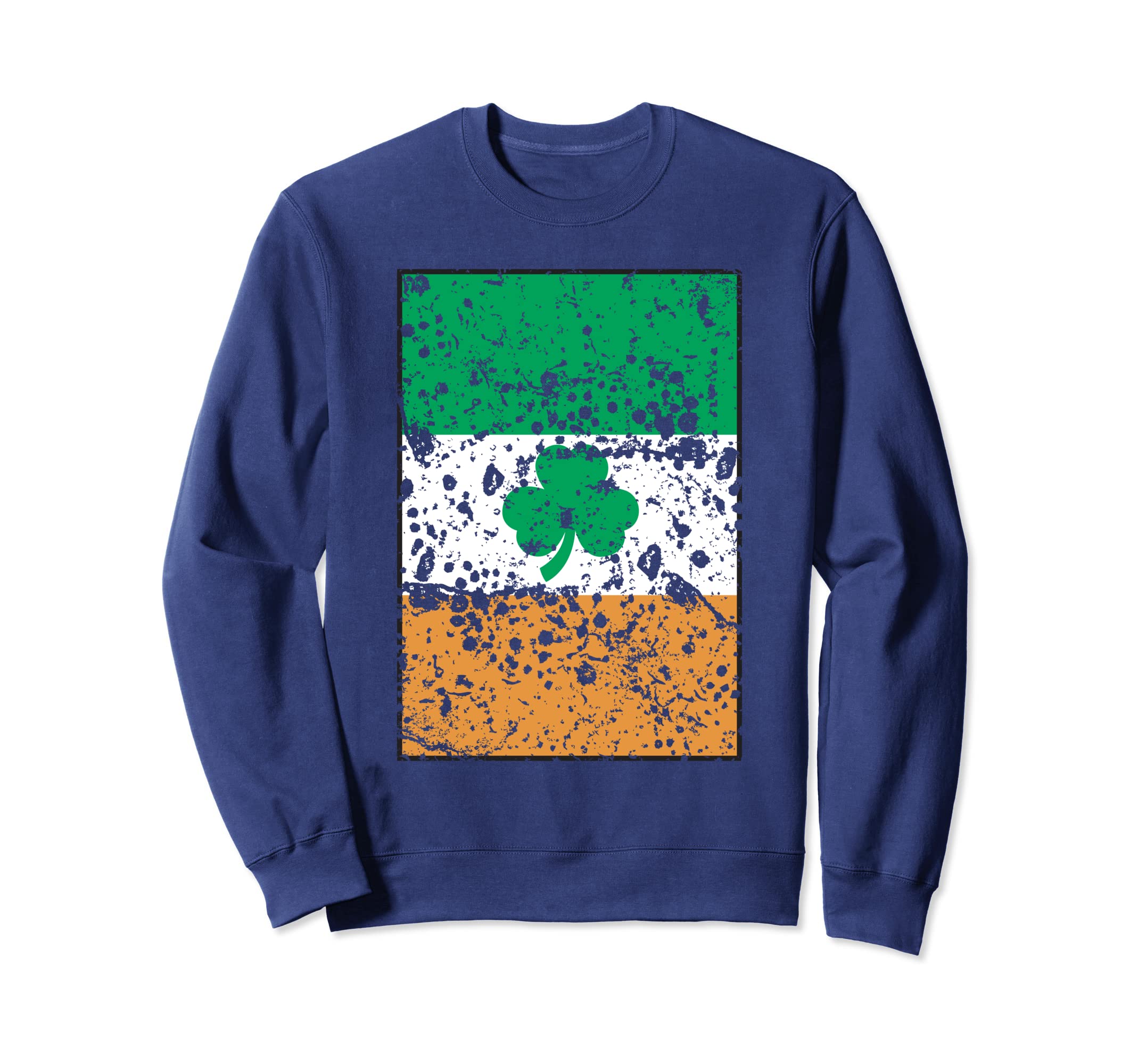 Distressed Shamrock Flag Ireland Sweatshirt - Graphic Print Men Women - T-Shirt, Sweatshirt, Hoodie