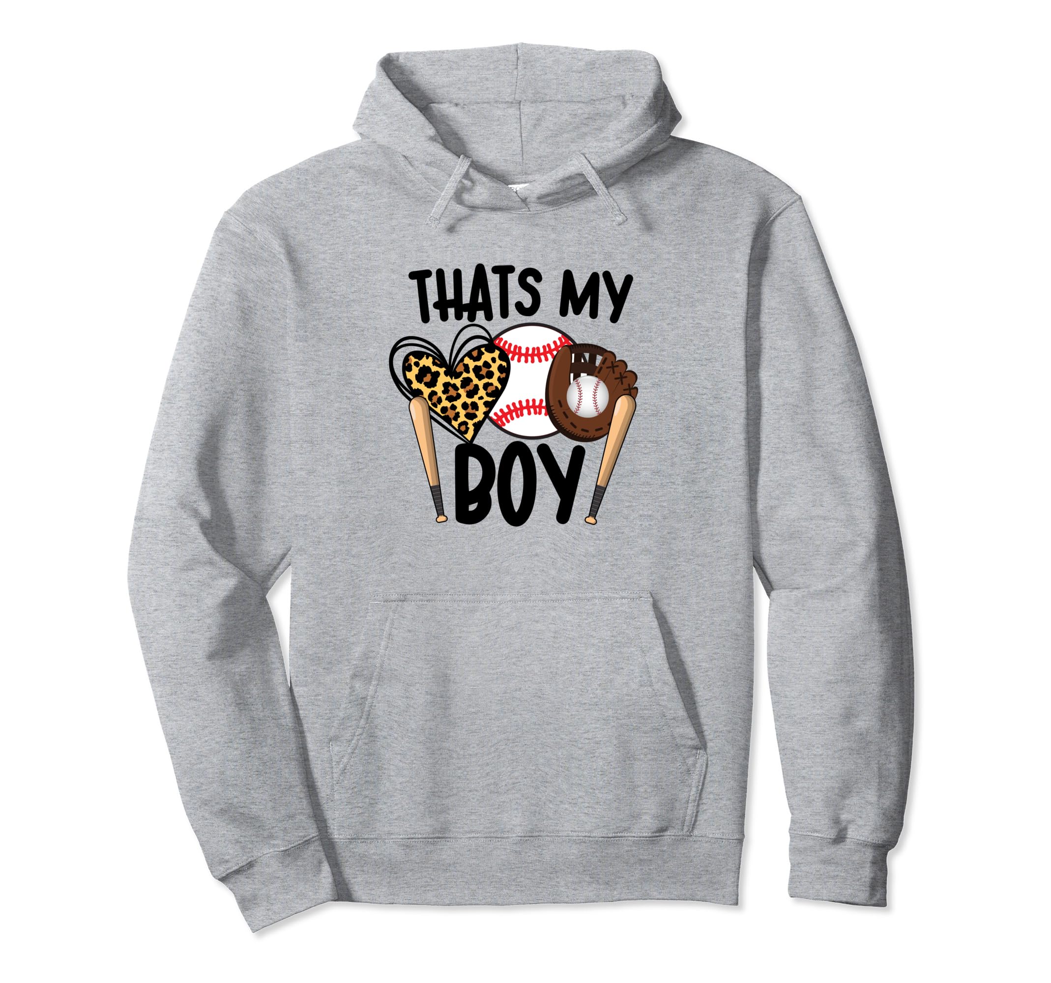 Thats My Son Leopard Heart Baseball Mom Hoodie - Graphic Print Men Women - T-Shirt, Sweatshirt, Hoodie