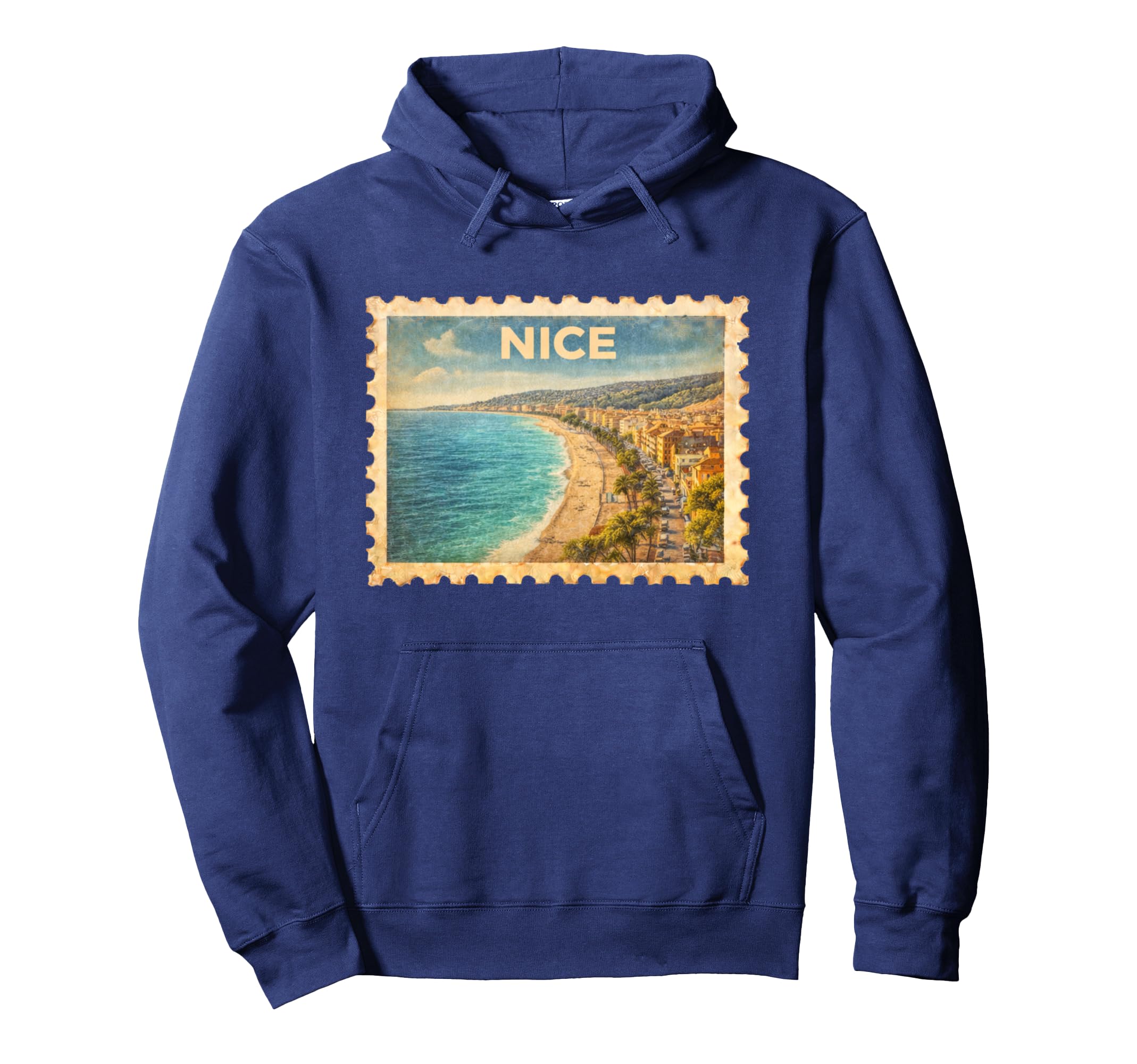 Nice France Travel Stamp Art Hoodie - Fun Novelty Design Men Women - T-Shirt, Sweatshirt, Hoodie