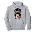 Mom Life Messy Bun Curly Hair Baseball Hoodie - Unique Graphic for Adults - T-Shirt, Sweatshirt, Hoodie