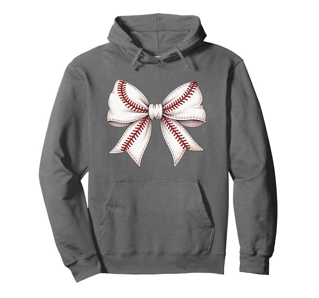 Baseball Bow Mothers Day Baseball Mom Hoodie - Minimalist Print for Adults - T-Shirt, Sweatshirt, Hoodie