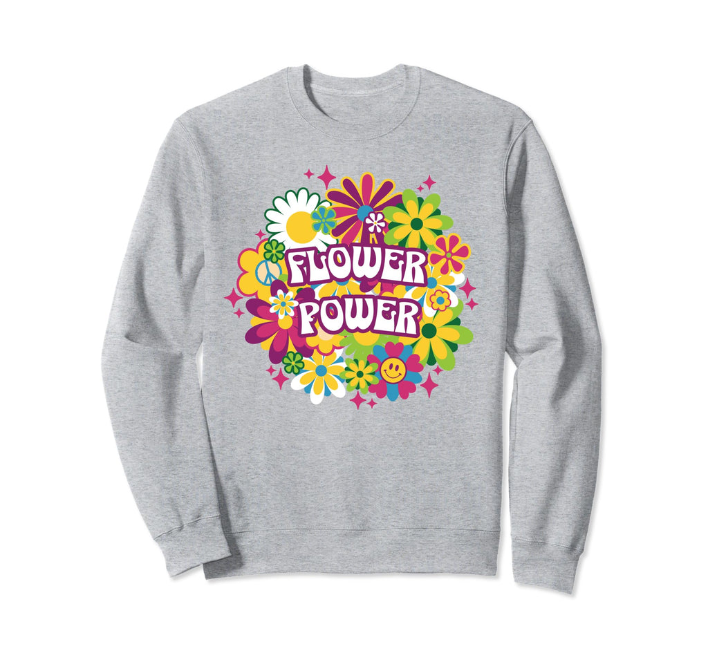 70S Floral Happy Face Flower Sweatshirt - Aesthetic Graphic for Adults - T-Shirt, Sweatshirt, Hoodie