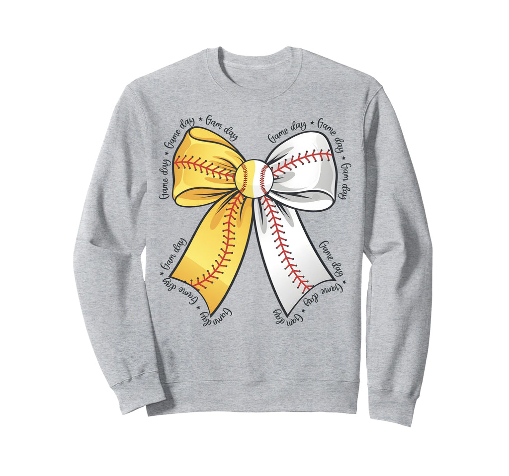 Softball Baseball Mom Coquette Bow Sweatshirt - Novelty Apparel Men Women - T-Shirt, Sweatshirt, Hoodie