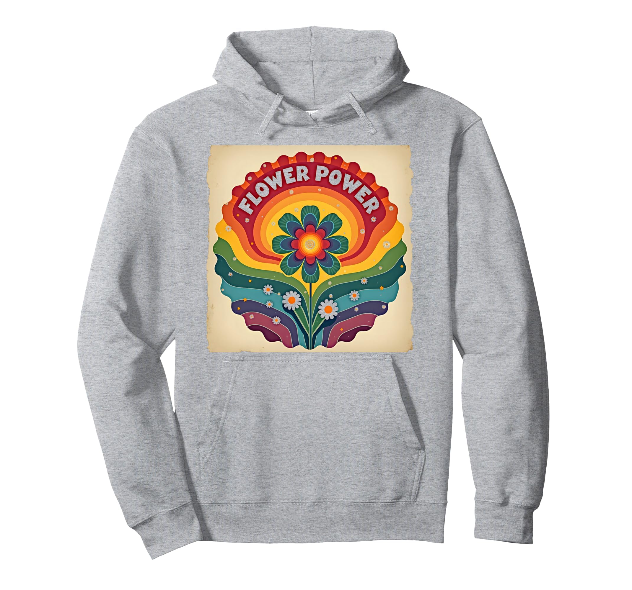 Flower Power Rainbow Floral Hippie Hoodie - Casual Everyday Wear Unisex - T-Shirt, Sweatshirt, Hoodie