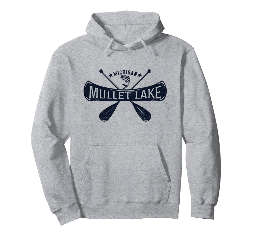 Mullet Lake Michigan Distressed Hoodie - Trendy Graphic Men Women - T-Shirt, Sweatshirt, Hoodie