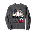Baseball Dad American Flag Bow Sweatshirt - Casual Everyday Wear Unisex - T-Shirt, Sweatshirt, Hoodie