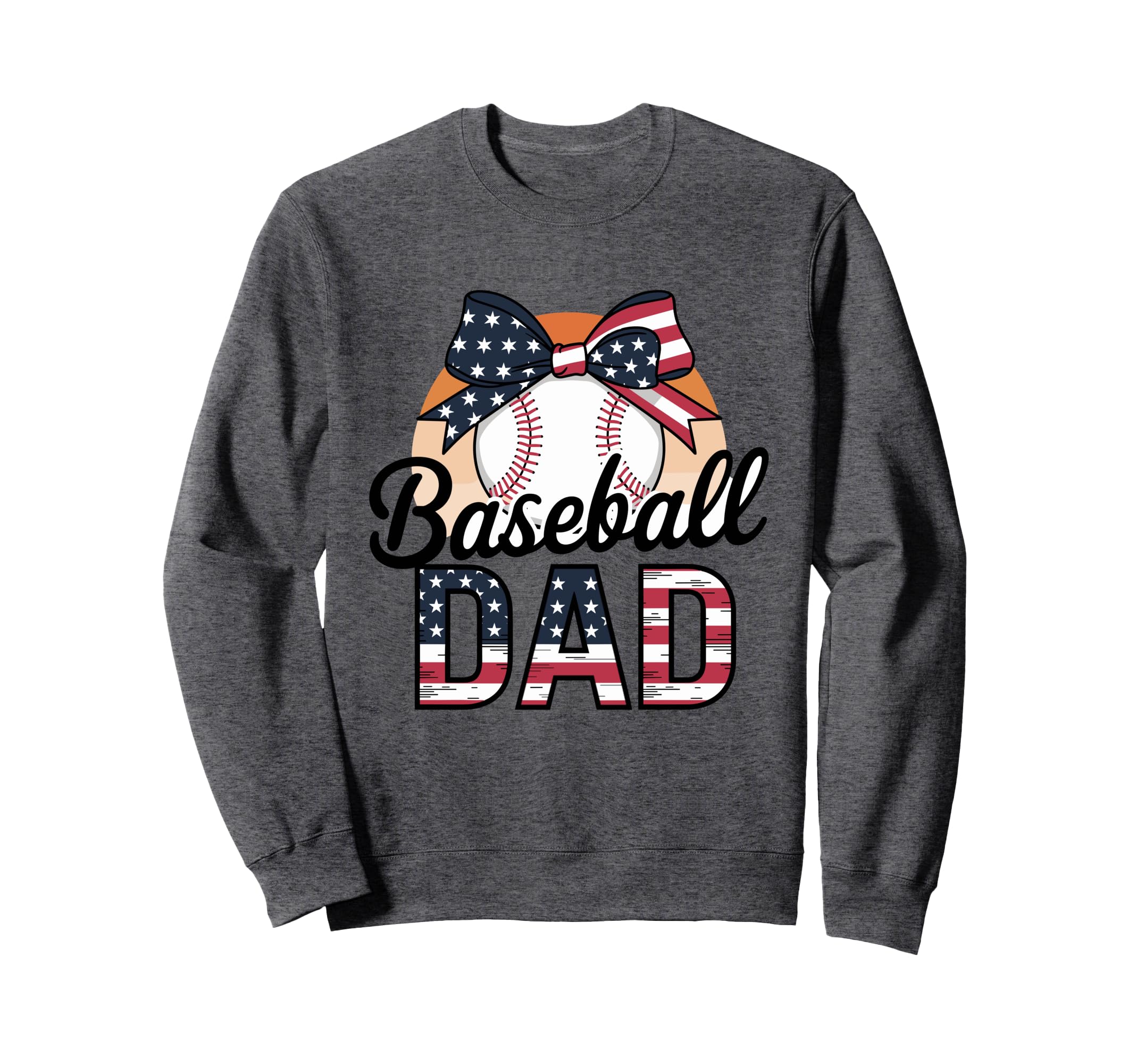 Baseball Dad American Flag Bow Sweatshirt - Casual Everyday Wear Unisex - T-Shirt, Sweatshirt, Hoodie