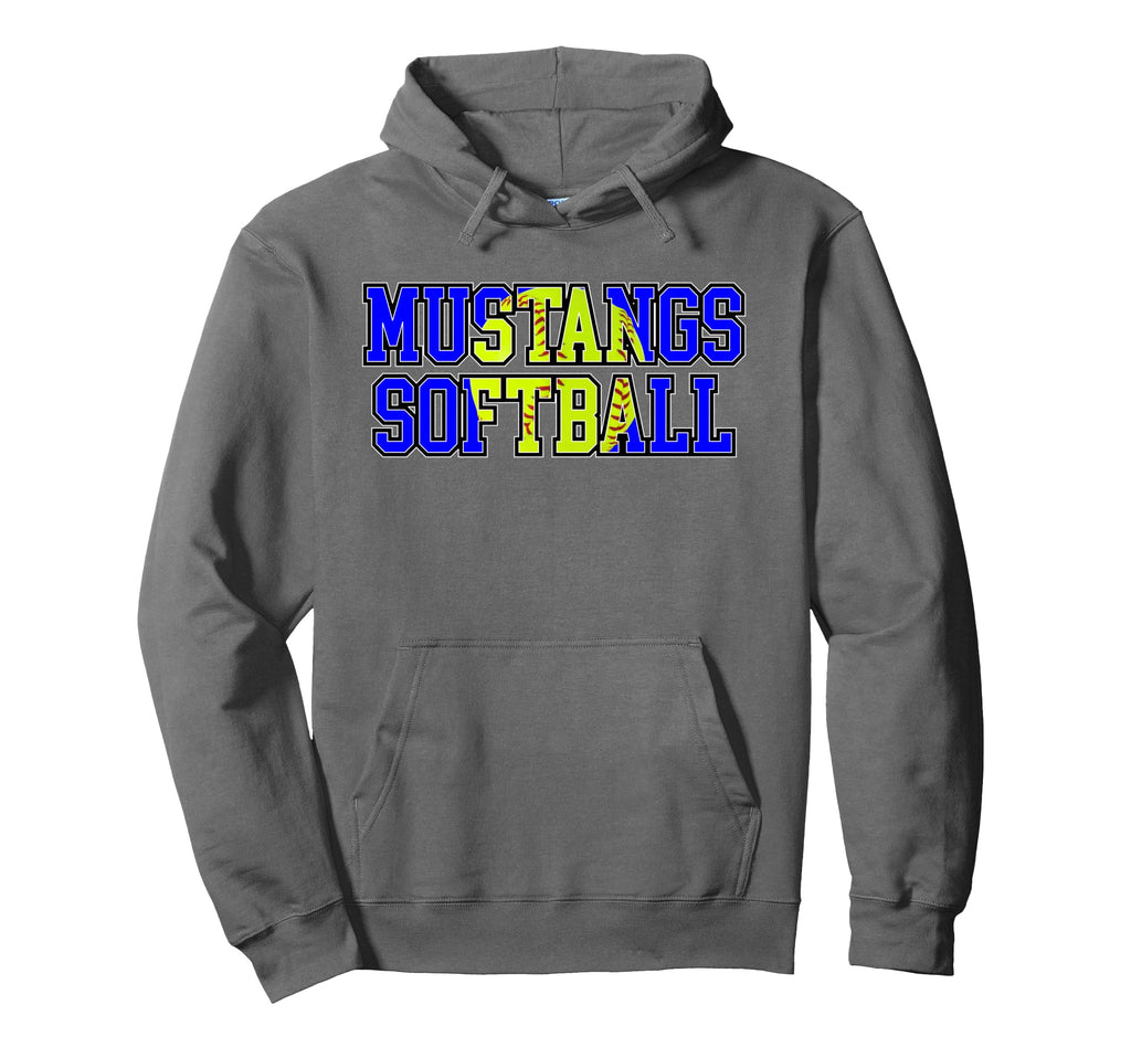 Mustangs Softball Mom Blue Mustang Hoodie - Fun Novelty Design Men Women - T-Shirt, Sweatshirt, Hoodie
