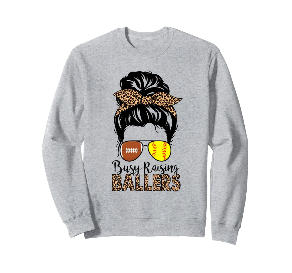 Busy Raising Ballers Softball And Sweatshirt - Unique Graphic Unisex - T-Shirt, Sweatshirt, Hoodie