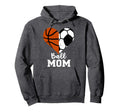 Ball Mom Heart Funny Soccer Basketball Mom Hoodie - Trendy Graphic Unisex - T-Shirt, Sweatshirt, Hoodie