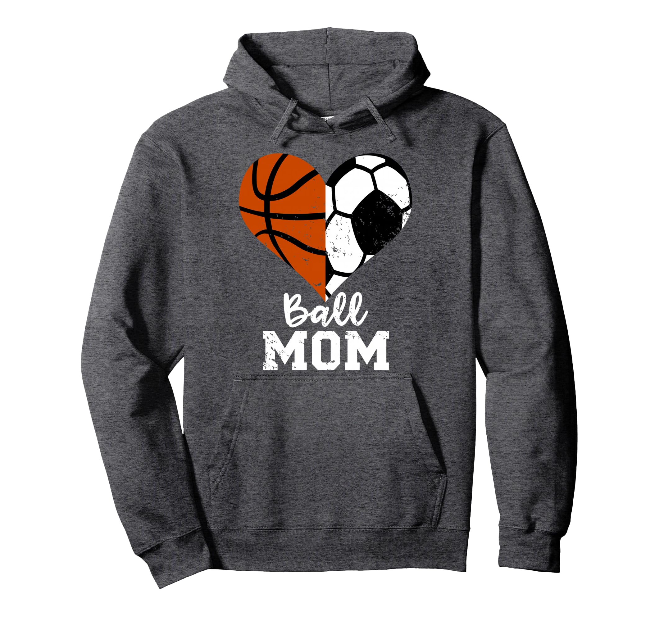 Ball Mom Heart Funny Soccer Basketball Mom Hoodie - Trendy Graphic Unisex - T-Shirt, Sweatshirt, Hoodie