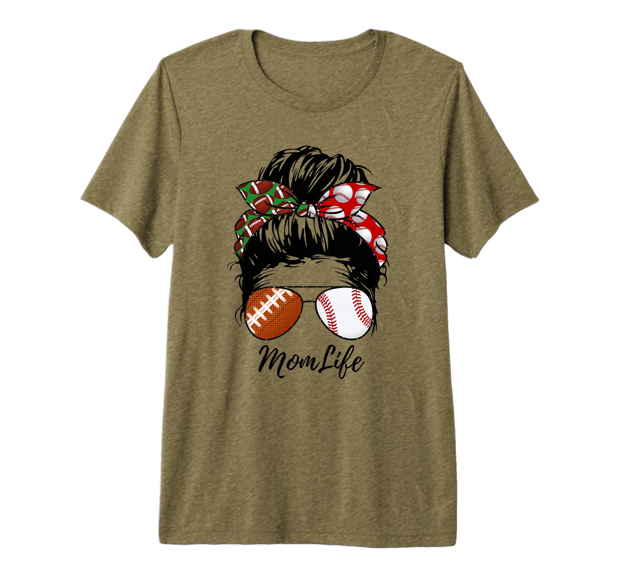 Football Mom Baseball Mom Life Messy Bun T-Shirt - Streetwear Style Unisex - T-Shirt, Sweatshirt, Hoodie