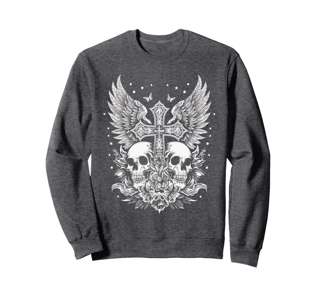 Emo Y2K Grunge Aesthetic Goth Skull Sweatshirt - Trendy Graphic for Adults - T-Shirt, Sweatshirt, Hoodie