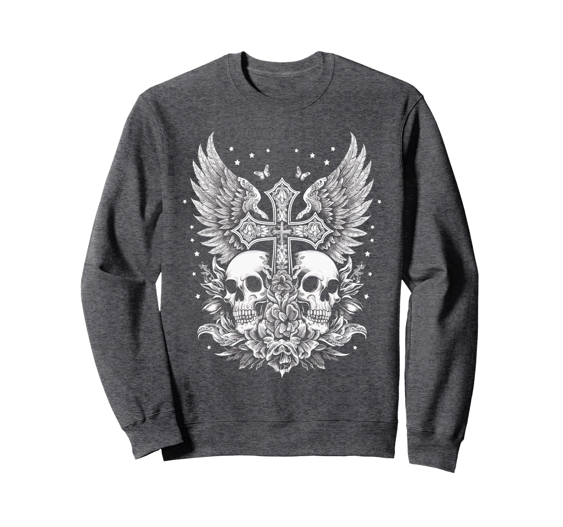 Emo Y2K Grunge Aesthetic Goth Skull Sweatshirt - Trendy Graphic for Adults - T-Shirt, Sweatshirt, Hoodie