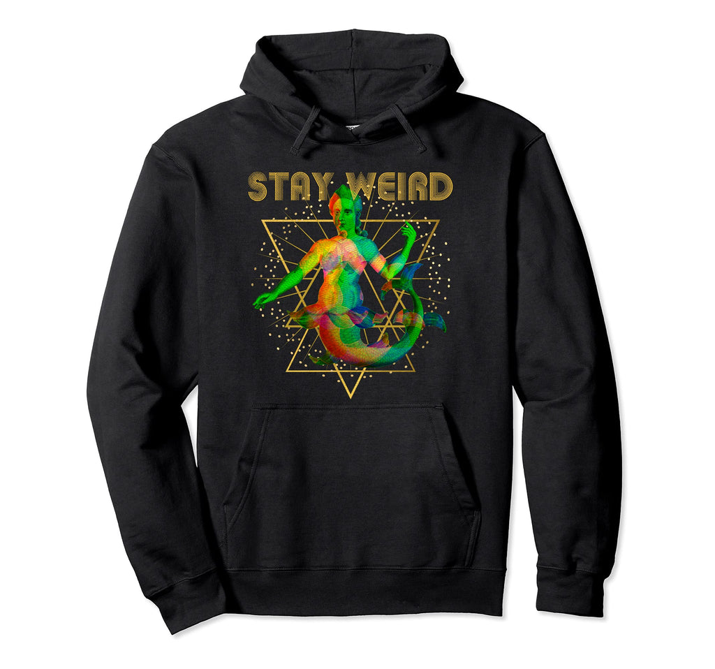 Glitchy Vaporwave Stay Weird Mermaid Hoodie - Aesthetic Graphic Unisex - T-Shirt, Sweatshirt, Hoodie