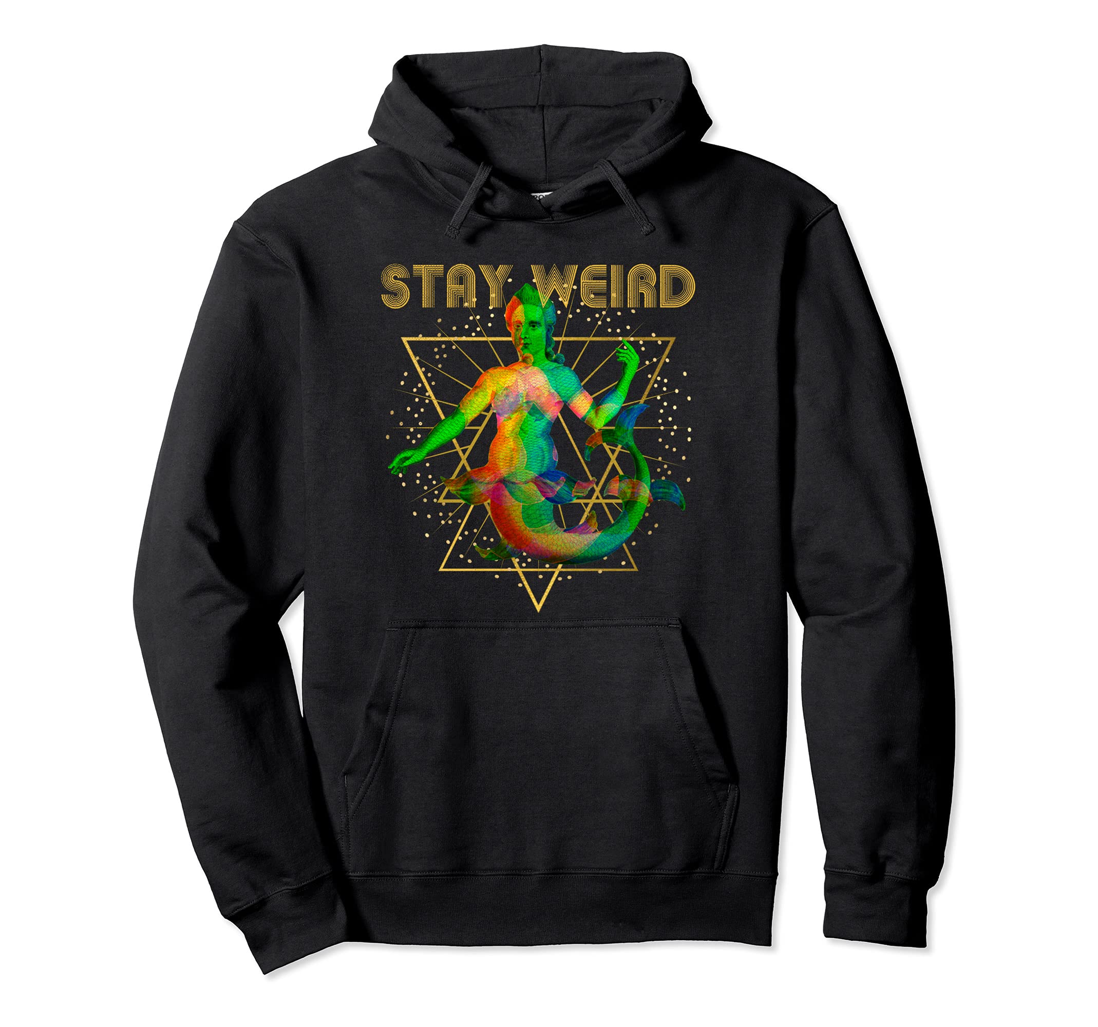 Glitchy Vaporwave Stay Weird Mermaid Hoodie - Aesthetic Graphic Unisex - T-Shirt, Sweatshirt, Hoodie
