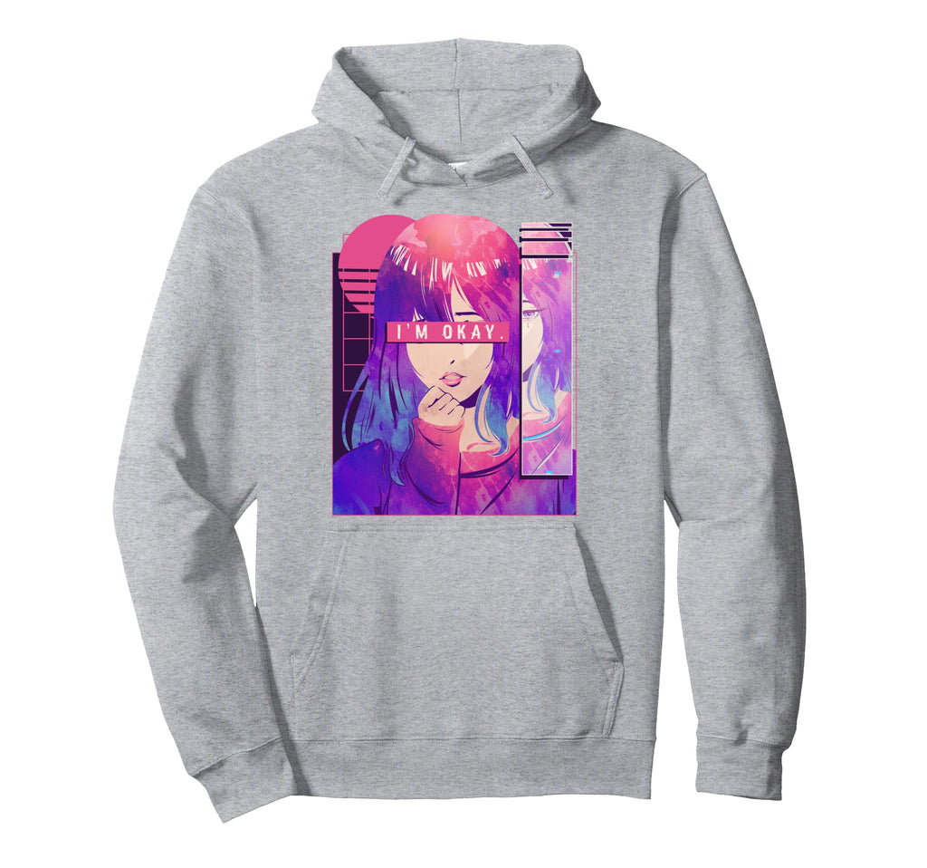 Otaku Anime Vaporwave Aesthetic Sad Hoodie - Fun Novelty Design for Adults - T-Shirt, Sweatshirt, Hoodie