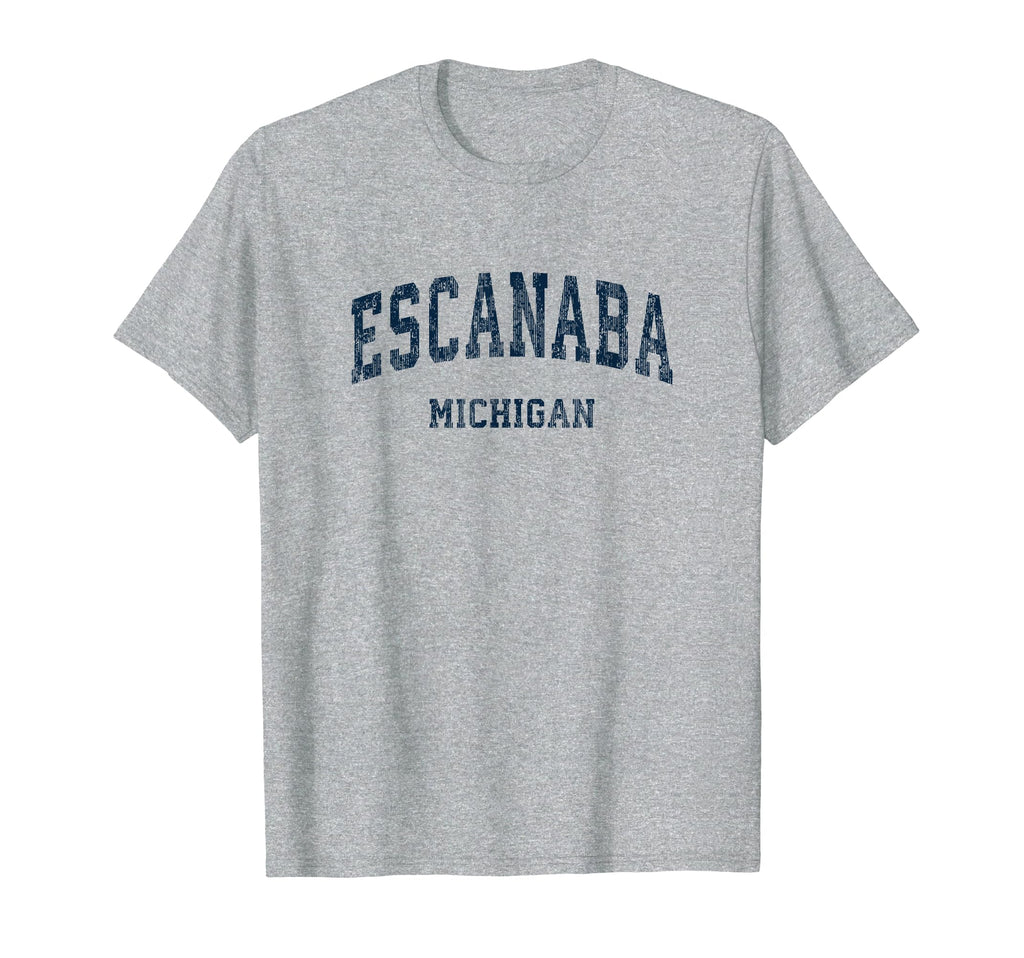 Escanaba Michigan Mi Varsity Sports Navy T-Shirt - Minimalist Print Unisex - T-Shirt, Sweatshirt, Hoodie