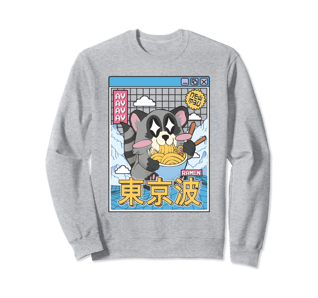 Raccoon Eating Ramen Kawaii Sweatshirt - Casual Everyday Wear for Adults - T-Shirt, Sweatshirt, Hoodie