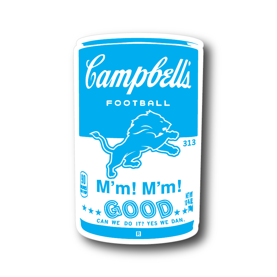 Dan Campbell's Football Soup Can Die-Cut Sticker - Adult & Kids T-Shirts, Sweatshirts & Hoodies apparel design preview 1