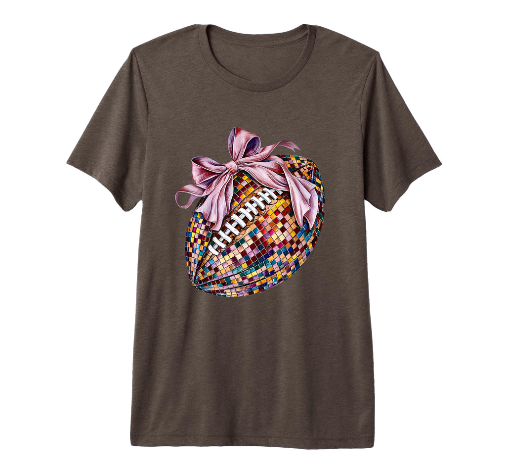 Bow Coquette Football Disco Ball Game T-Shirt - Novelty Apparel Men Women - T-Shirt, Sweatshirt, Hoodie