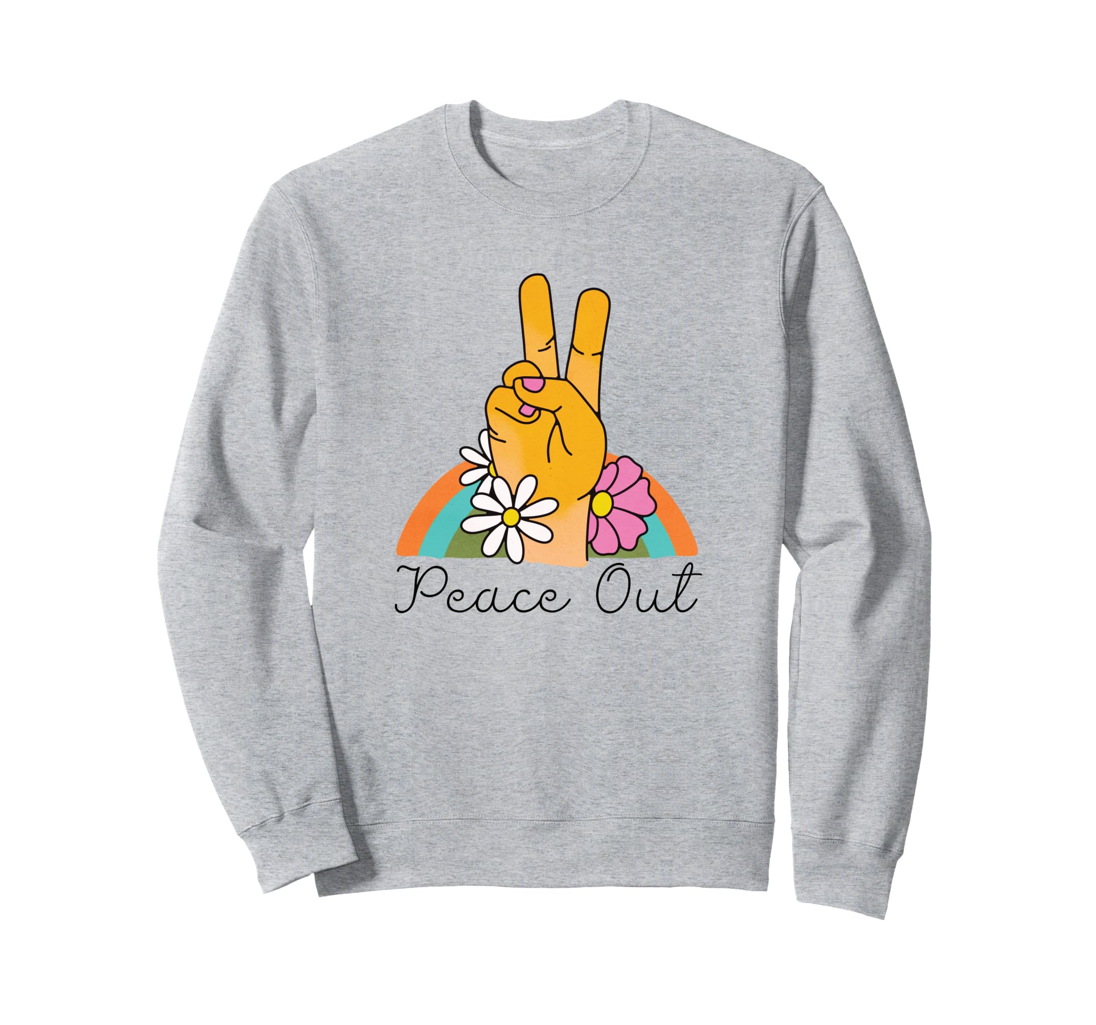 Peace Out Flowers Rainbow Boho Sweatshirt - Minimalist Print for Adults - T-Shirt, Sweatshirt, Hoodie