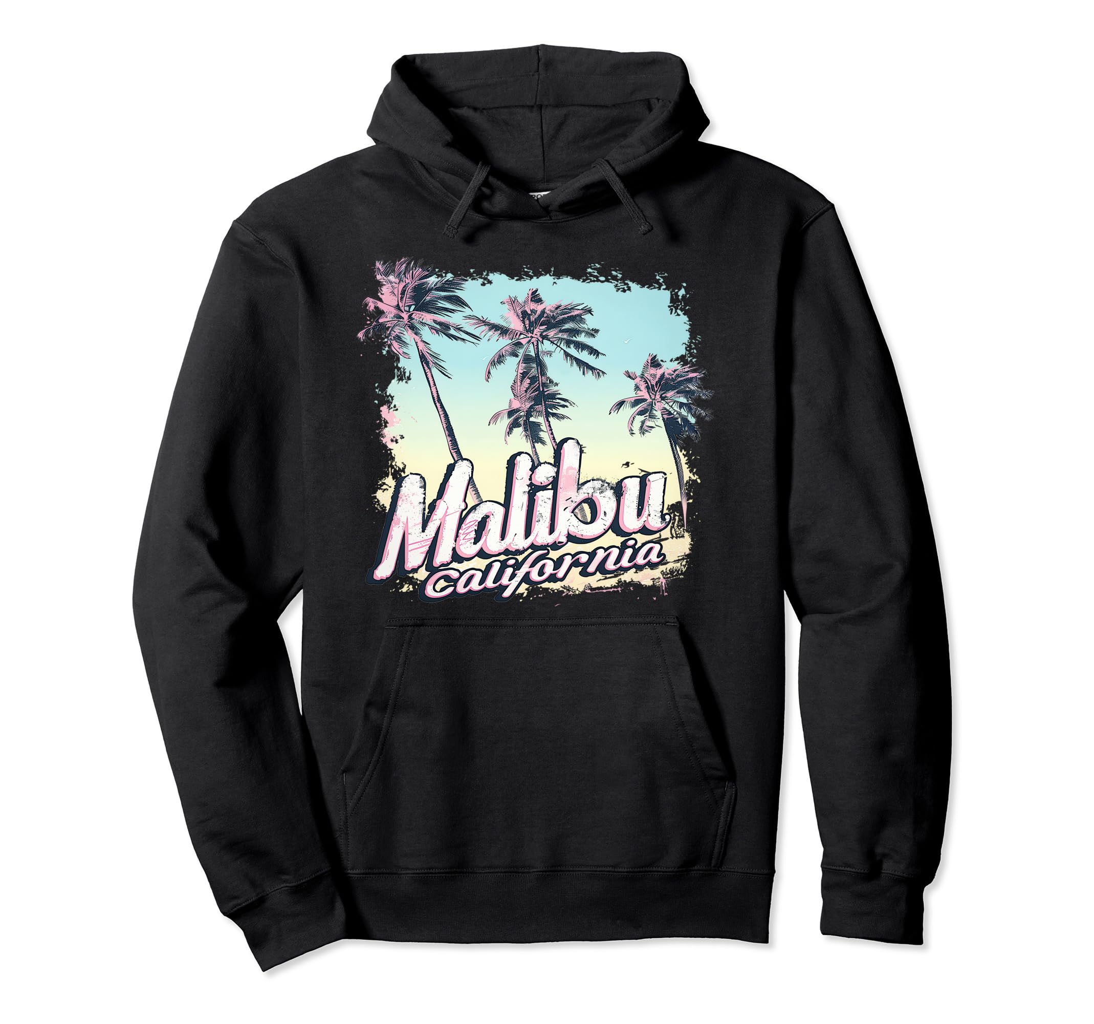 Malibu California Pastel Vaporwave Hoodie - Aesthetic Graphic for Adults - T-Shirt, Sweatshirt, Hoodie