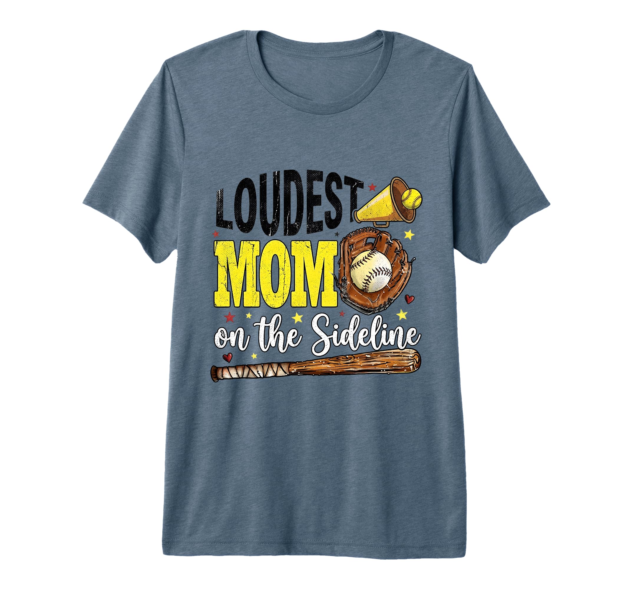 Loudest Mom Sideline Baseball Softball T-Shirt - Graphic Print Men Women - T-Shirt, Sweatshirt, Hoodie