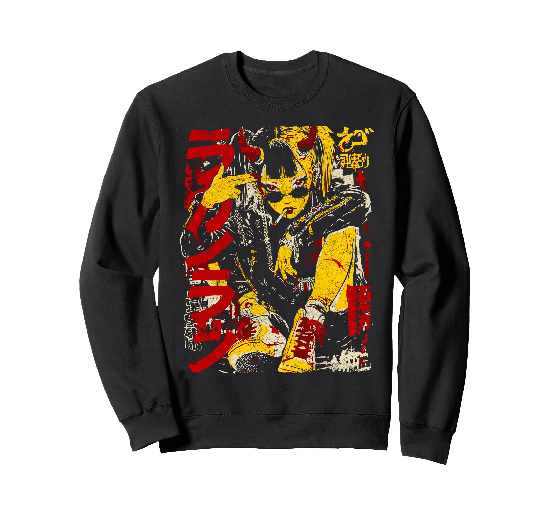 Japanese Streetwear Horror Cyberpunk Y2K Sweatshirt - Graphic Print Unisex - T-Shirt, Sweatshirt, Hoodie
