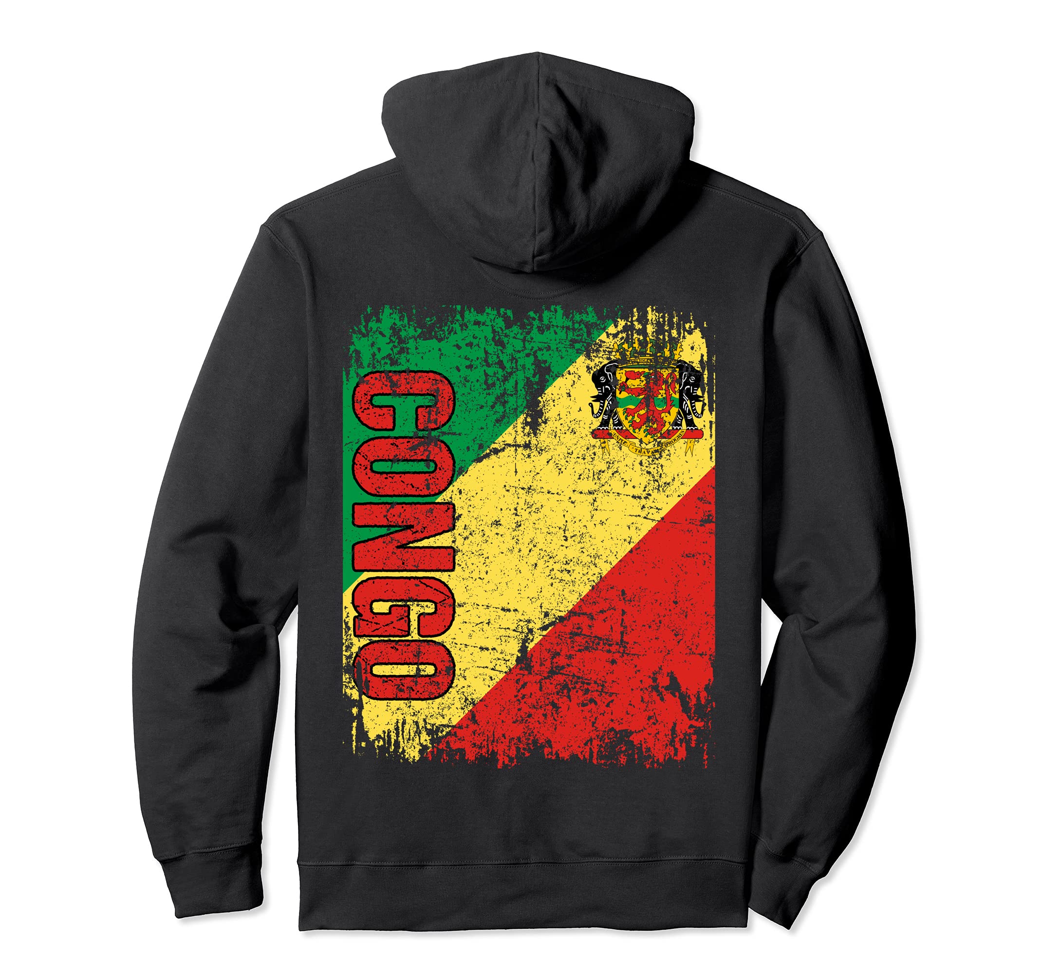 Congo Flag Distressed Congo Hoodie - Custom Art Print Men Women - T-Shirt, Sweatshirt, Hoodie