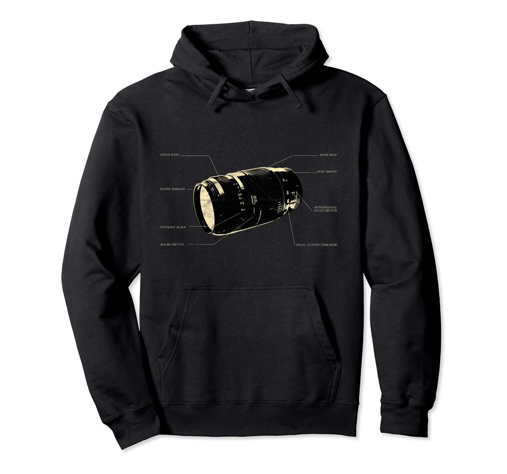 Photographer Dslr Camera Lens Anatomy Hoodie - Minimalist Print for Adults - T-Shirt, Sweatshirt, Hoodie