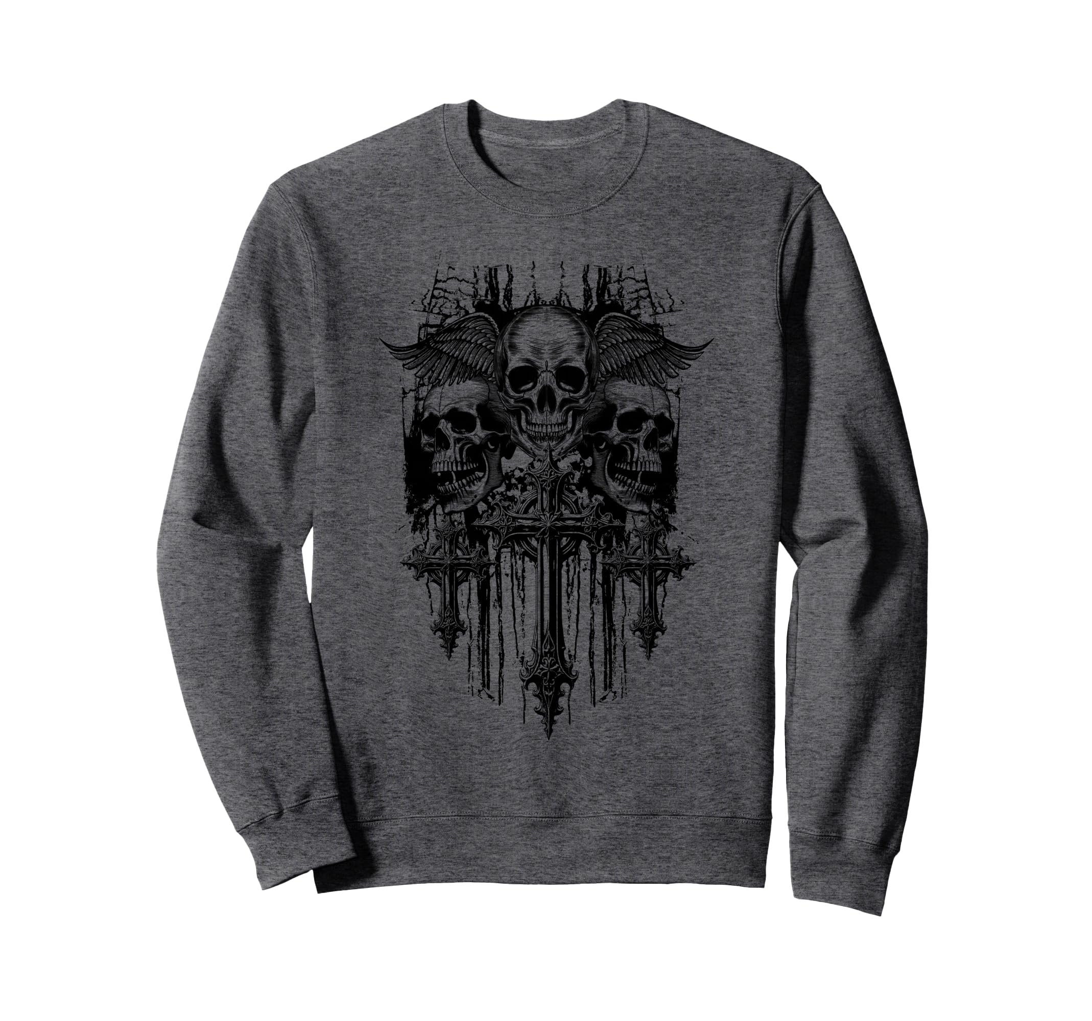 Skull Cross Wings Goth Alt Grunge Sweatshirt - Trendy Graphic Unisex - T-Shirt, Sweatshirt, Hoodie