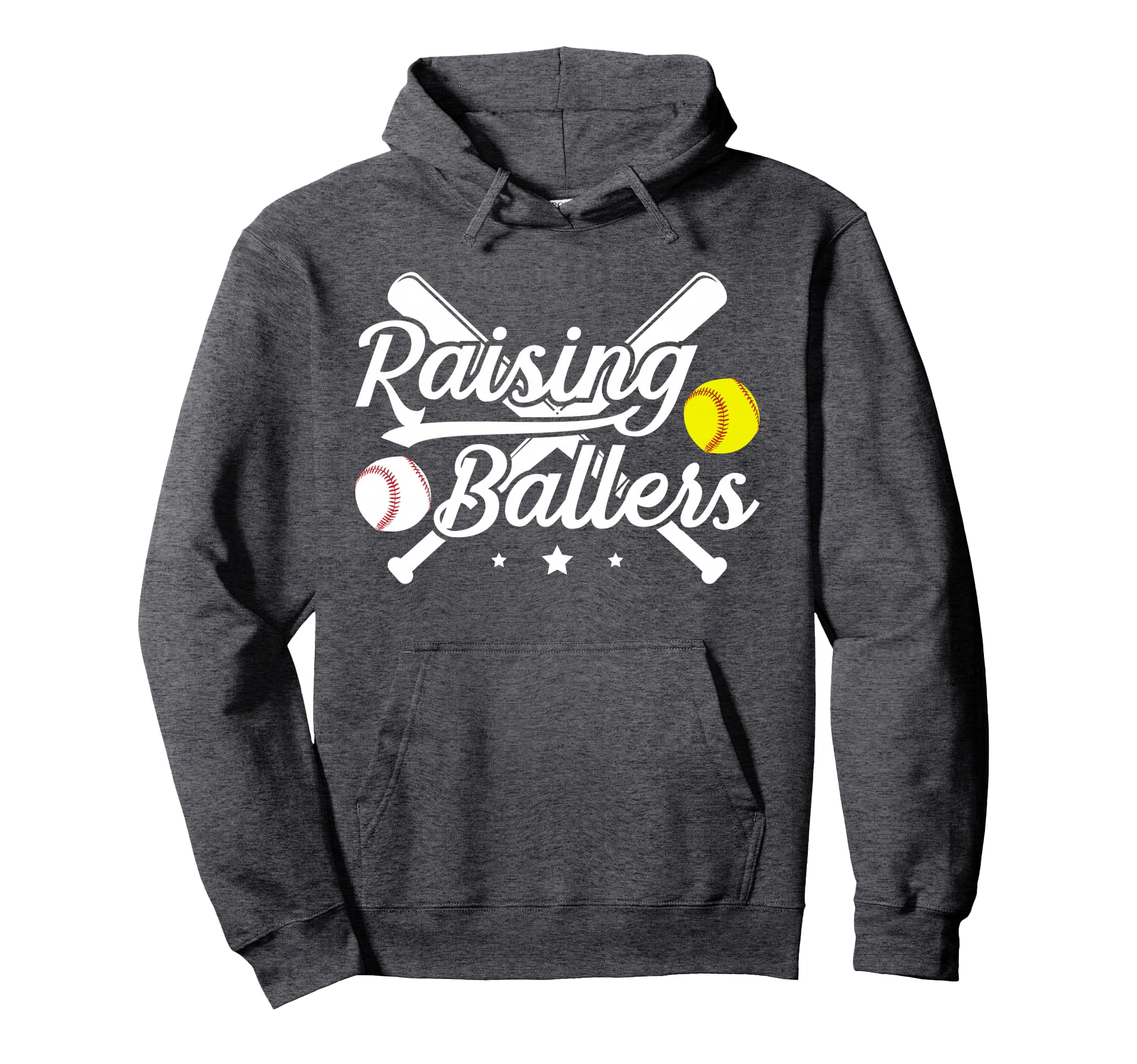 Raising Ballers Softball Baseball Dad Hoodie - Trendy Graphic Men Women - T-Shirt, Sweatshirt, Hoodie