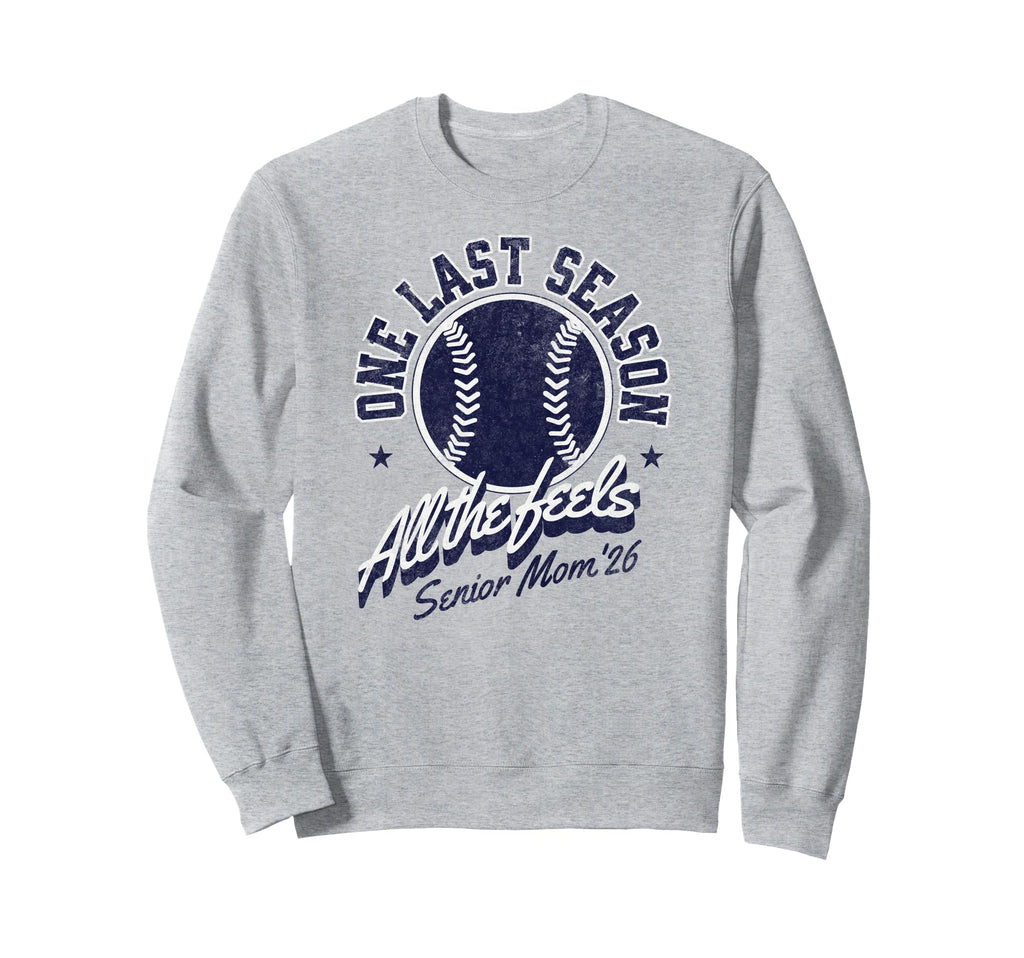 Baseball Senior Mom 2026 Distressed Sweatshirt - Aesthetic Graphic Unisex - T-Shirt, Sweatshirt, Hoodie